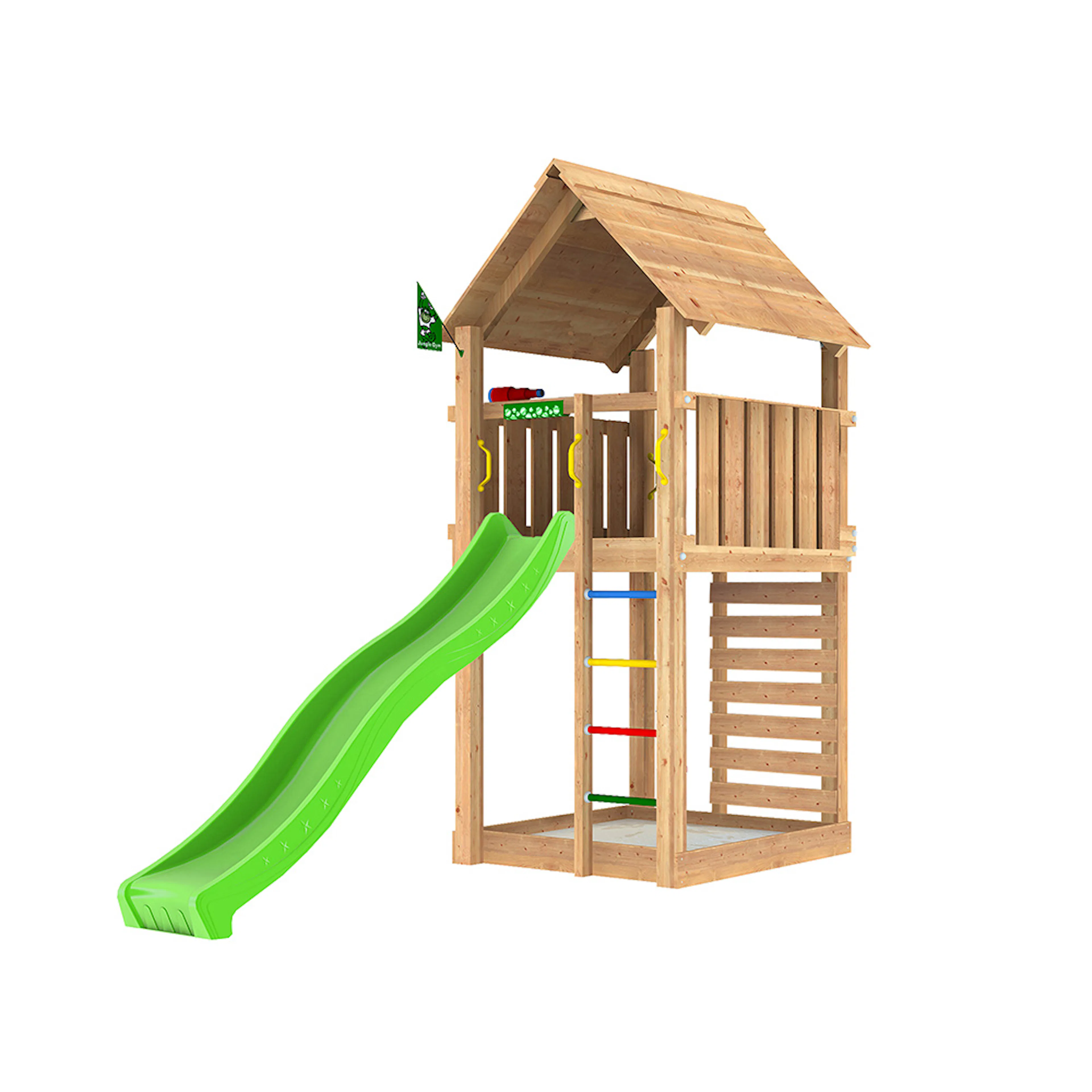 Lektorn Jungle Gym Cabin 2.1 Grön Rutschkana & Sand