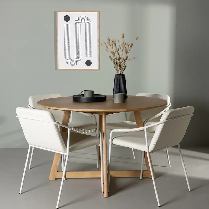 Matgrupp Venture Home Yakidon Ø120 cm med 4 st Tvist stolar