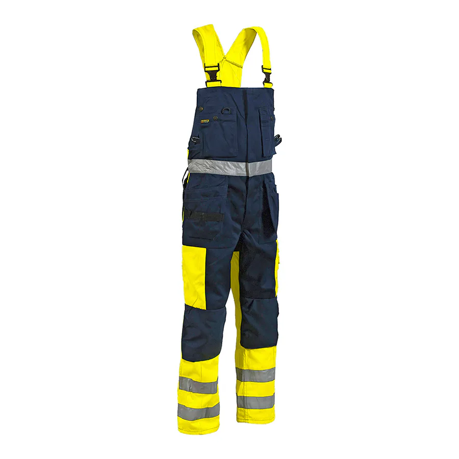 Hängselbyxa varsel Gul/Marinblå C60 Storlek: C60, Marinblå/Gul