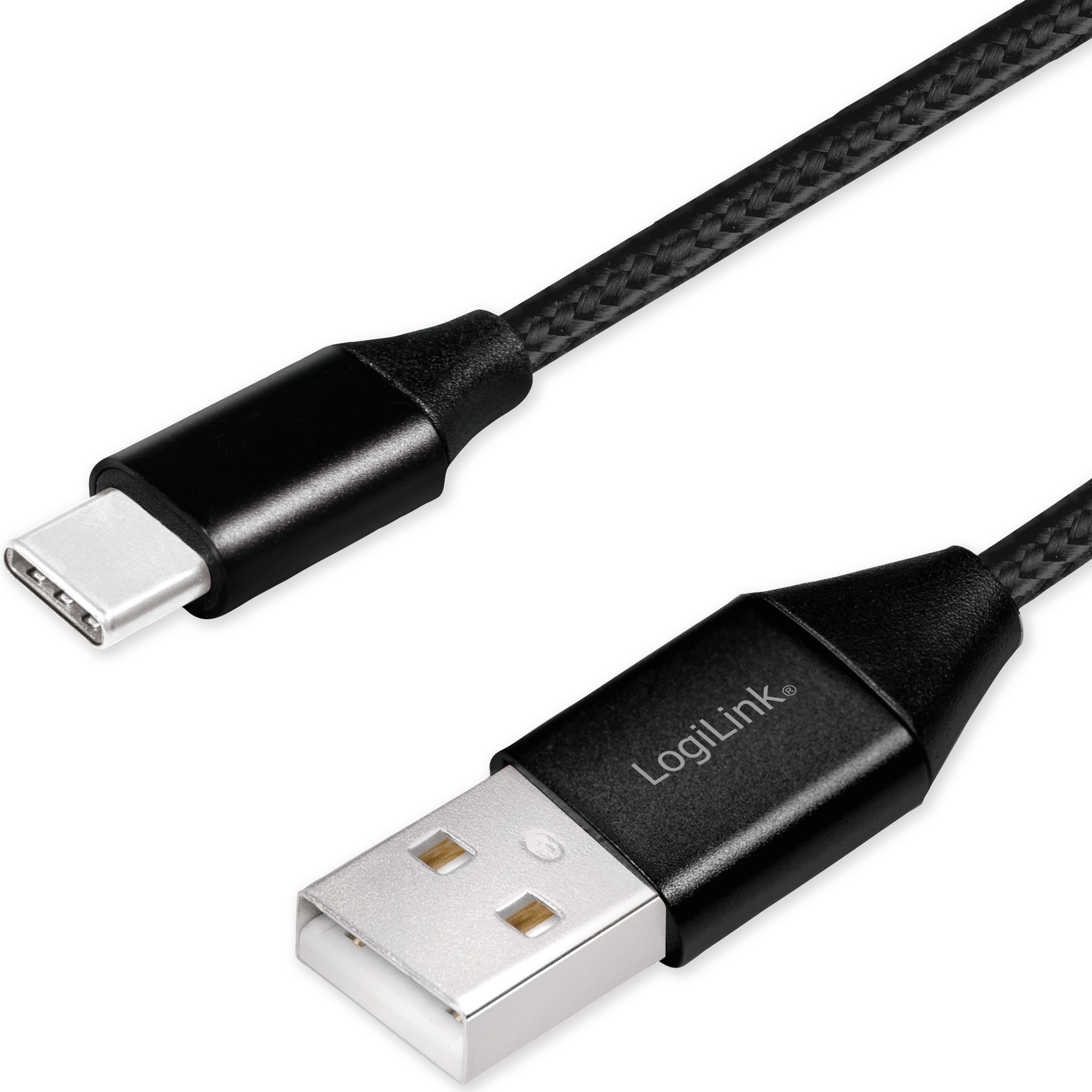 USB-C Ladd/synk-kabel LogiLink USB 2.0 15W 0,3 m Textil