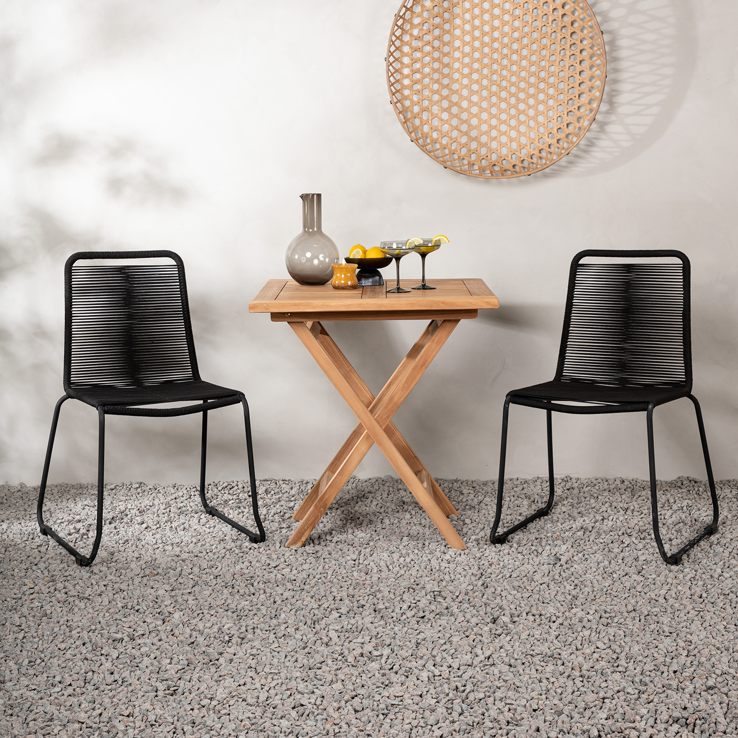 Cafébord Venture Home Kenya 70x70cm, Hopfällbart Träbord i Teak till Uteplatsen