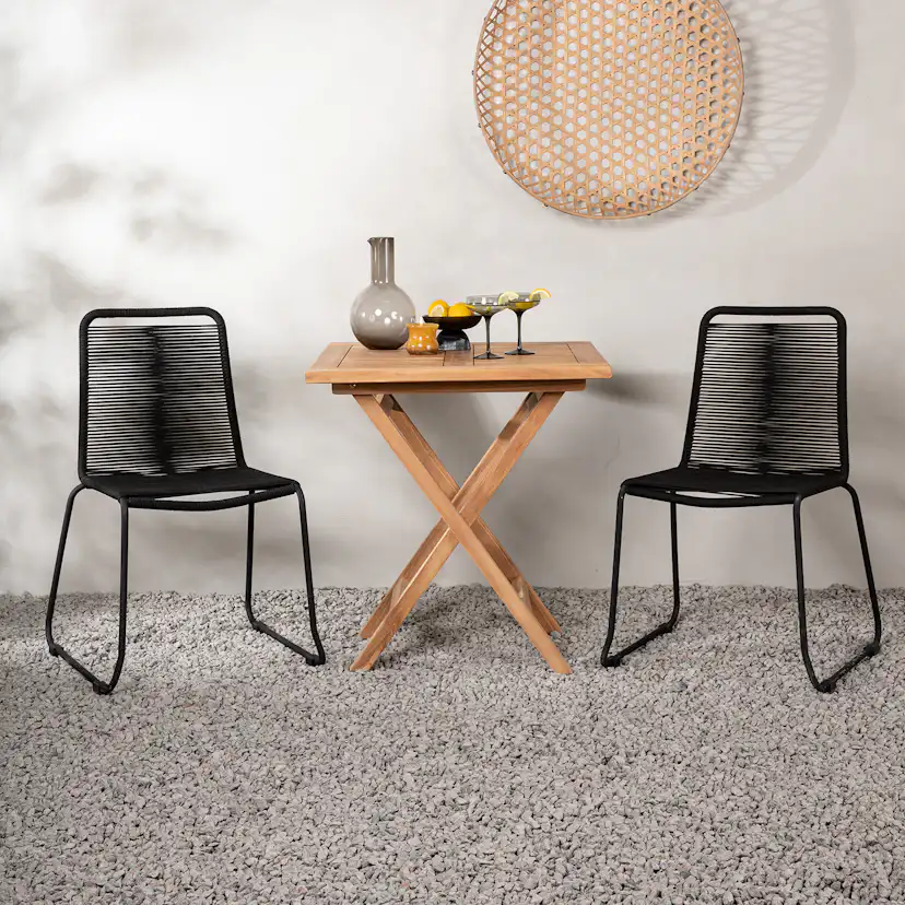 Cafébord Venture Home Kenya 70x70cm, Hopfällbart Träbord i Teak till Uteplatsen