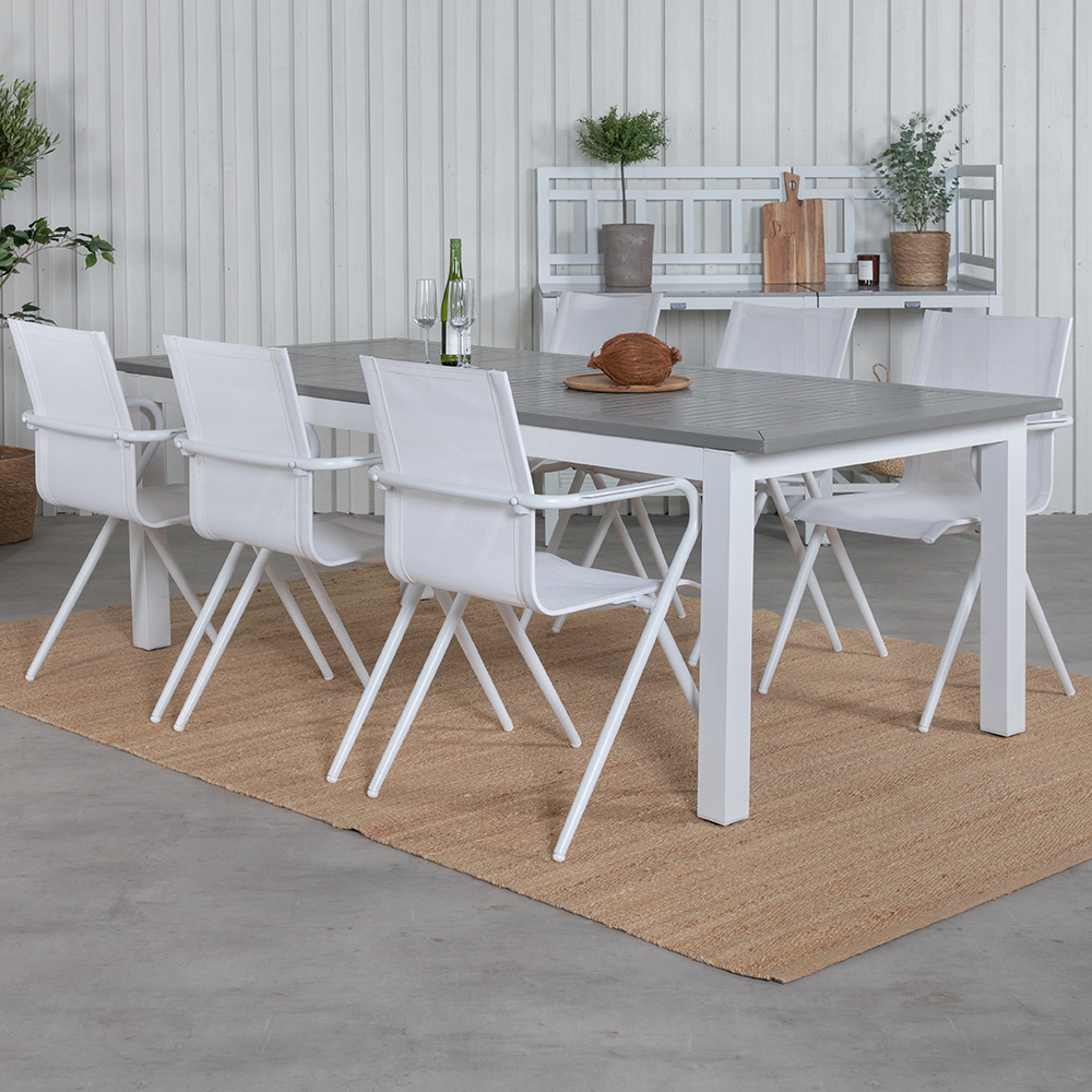 Matgrupp Venture Home Aleyna 224 Vit med 6 Aspen Matstolar