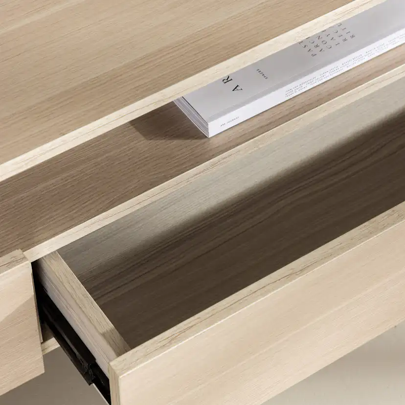 Navarra TV Bench - Matte black / Whitewash Vitpigmenterad Ek
