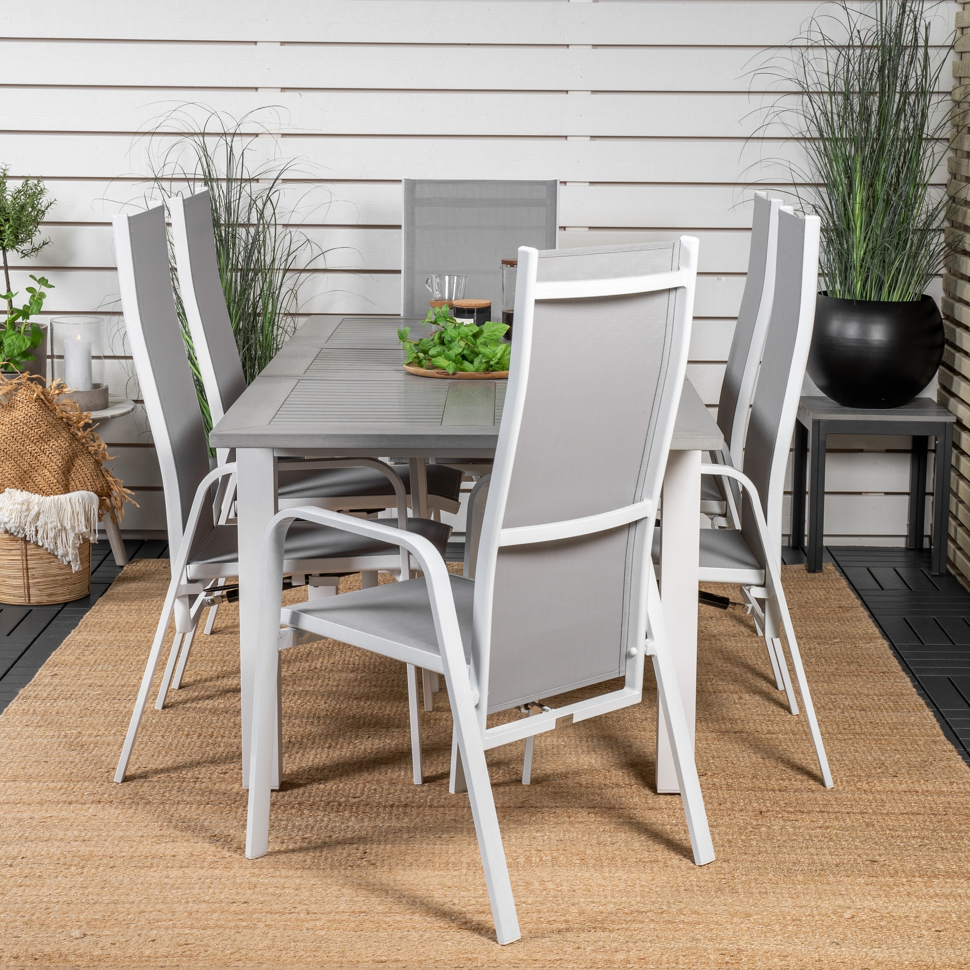 Albany Dining Table 152/210*90 - White Alu / Grey Aintwood+C Vit/Grå