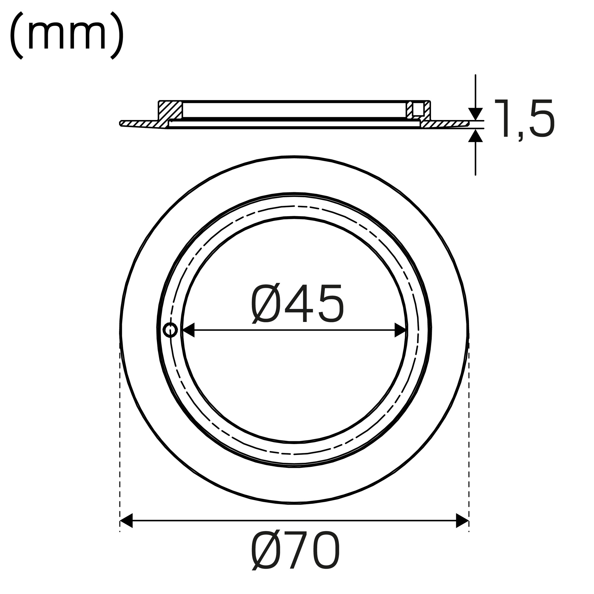 Täckring Hide-a-lite Optic XS 70 Ø45