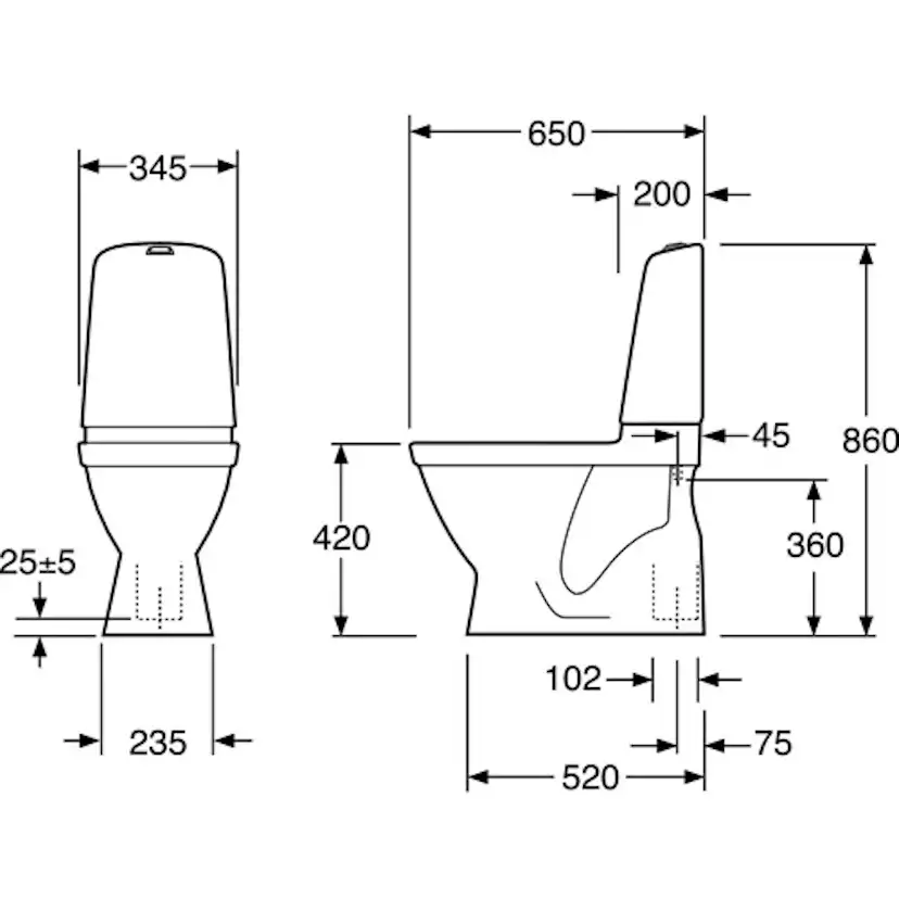 Toalettstol Nautic 1500 Hygienic Flush Mjuksits Vit Mjuksits Vit