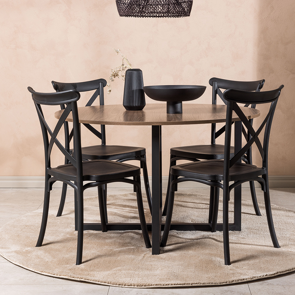 Matgrupp Venture Home Durango Ø 120 cm med 4 Crosett Stolar