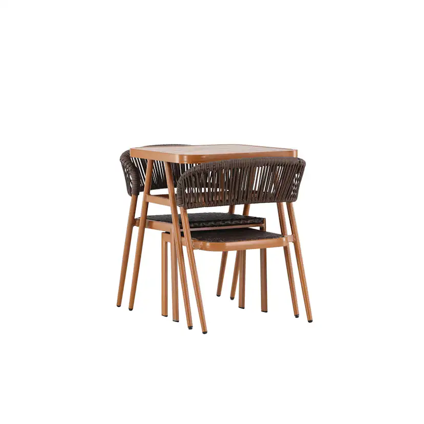 Caféset Venture Home Amadora Trädgårdsgrupp i Brun Aluminium