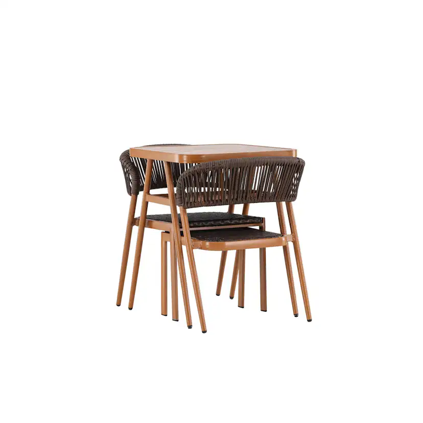 Caféset Venture Home Amadora Trädgårdsgrupp i Brun Aluminium