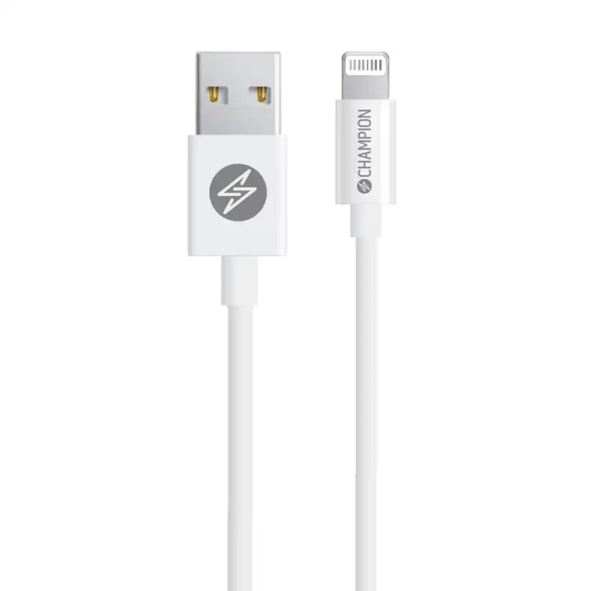 USB-A Champion till Lightning Kabel 2m Vit