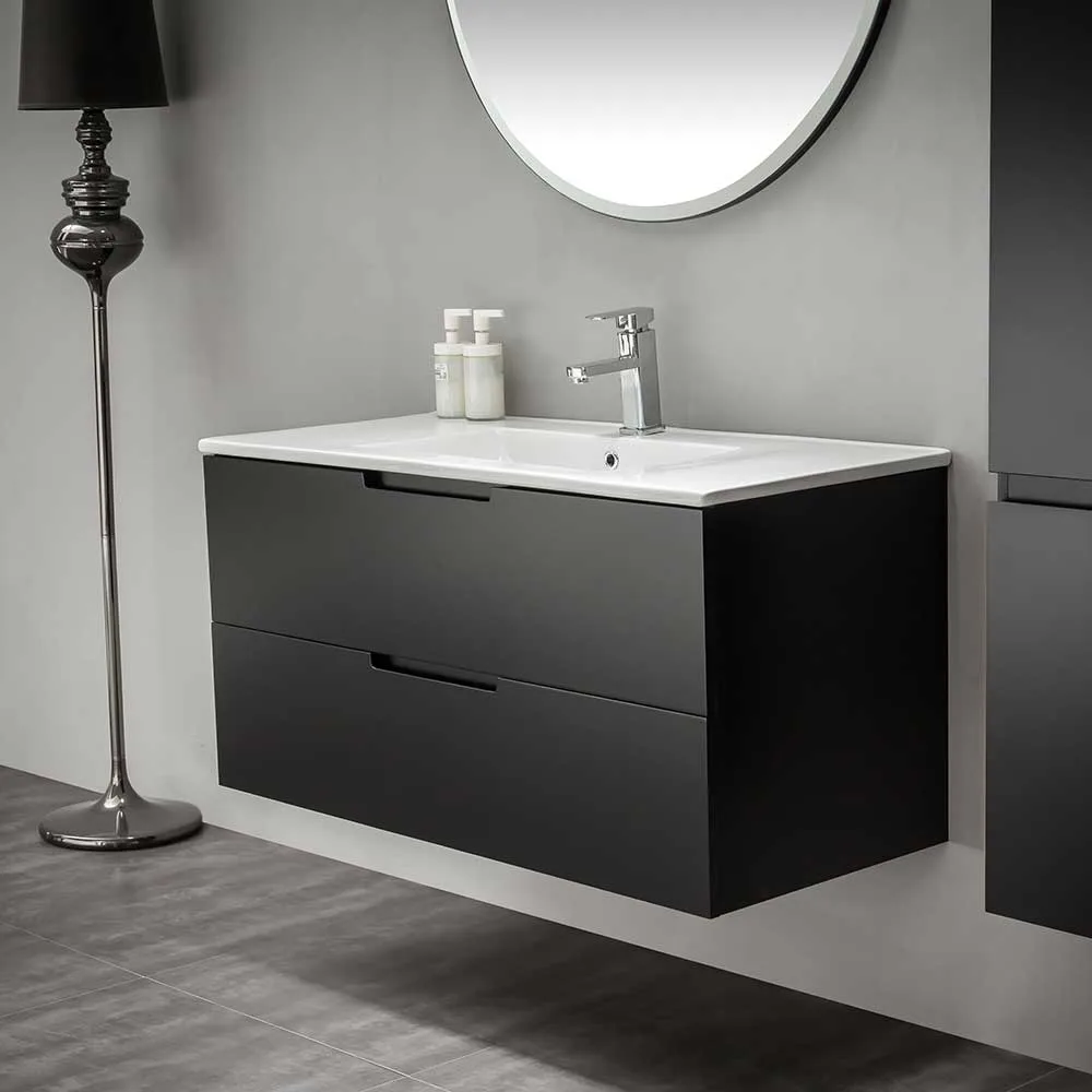 Tvättställsskåp Bathlife Glädje 1000 Svart 1000 mm, Enkel
