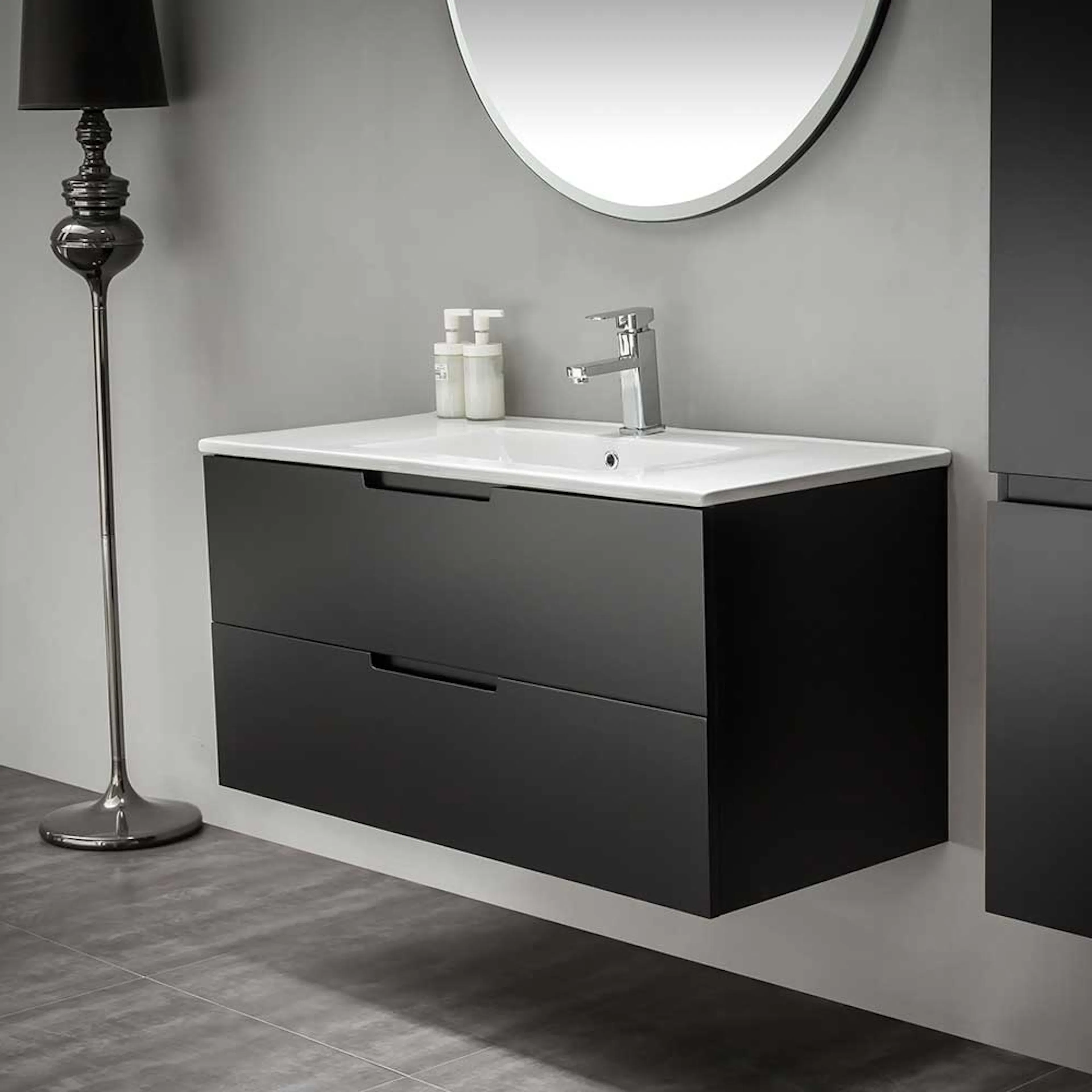 Tvättställsskåp Bathlife Glädje 1000 Svart 1000 mm, Enkel