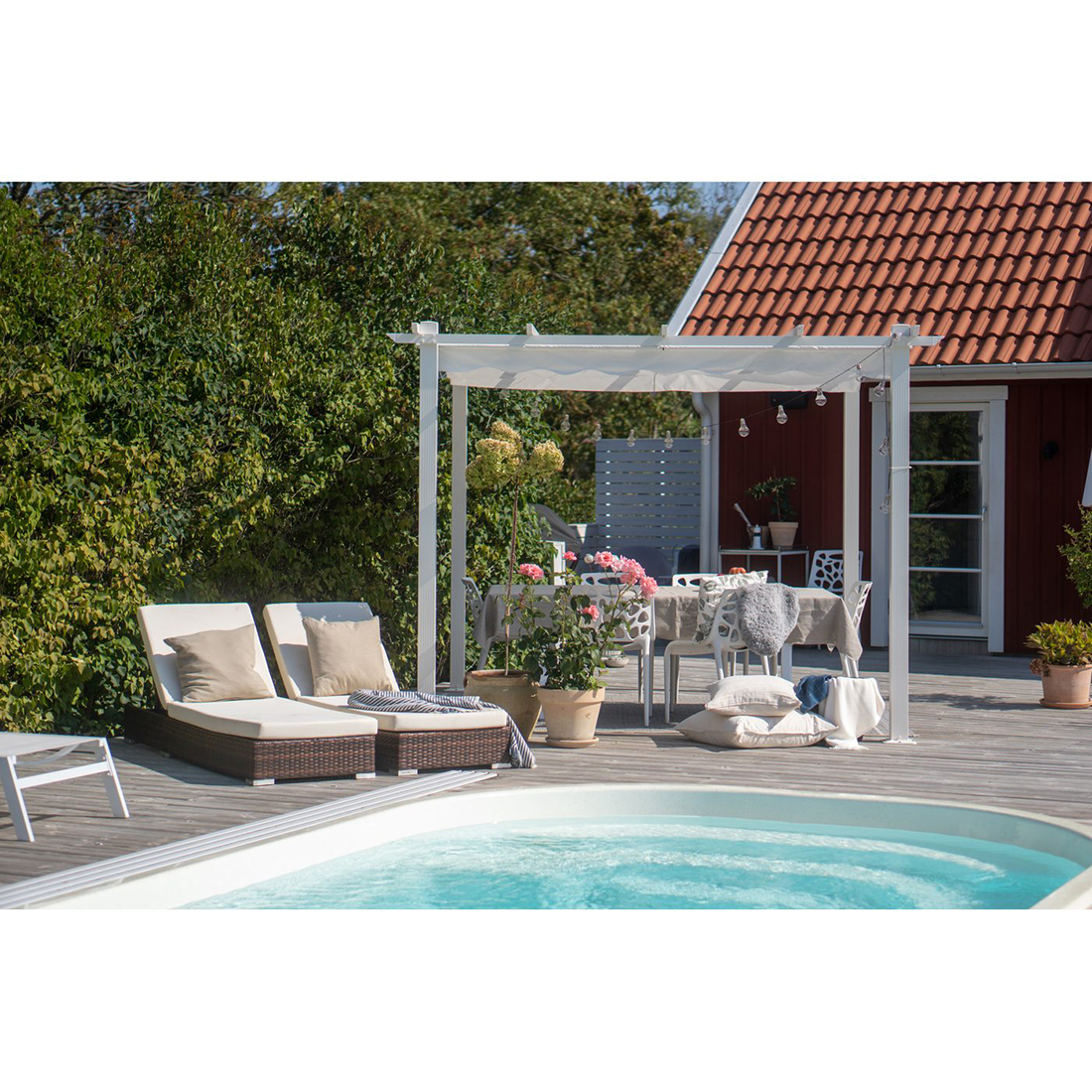 Pergola 3x3 m Vit Vit/Vit