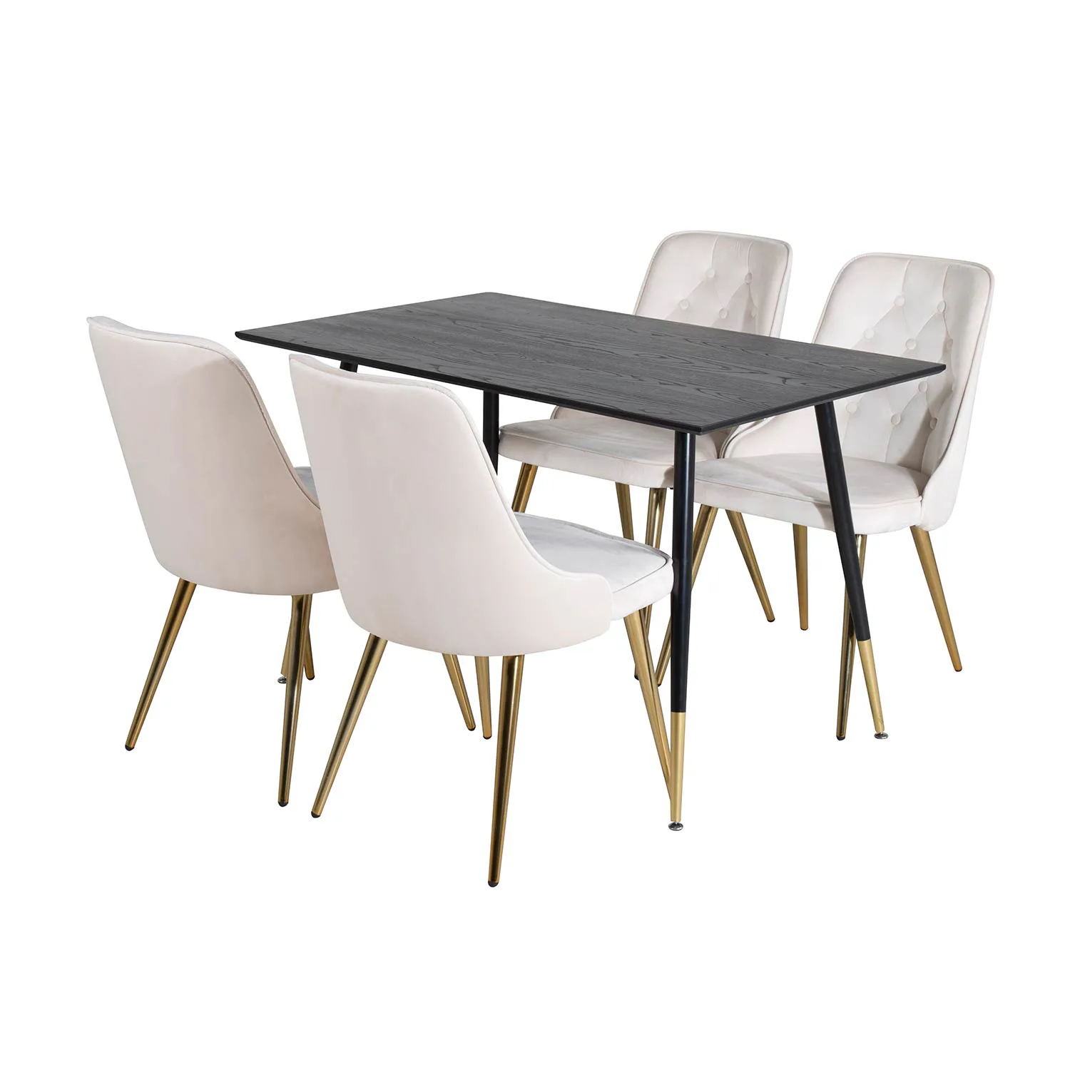 Matgrupp Venture Home Dipp med 4 Velvet Deluxe Stolar