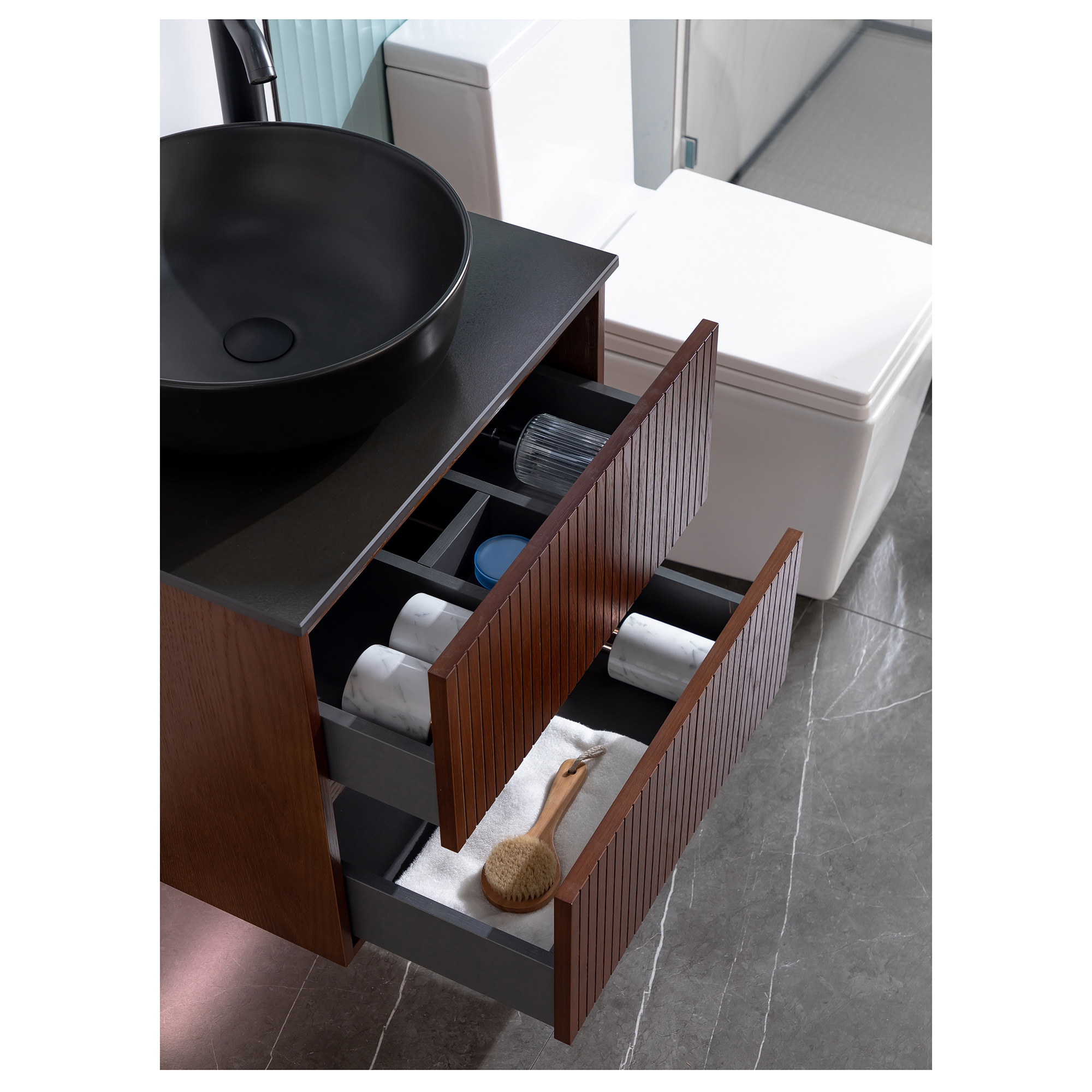 Washbasin Cabinet Bathlife FÖRTJUST 60 Brown oak Bredd: 600 mm