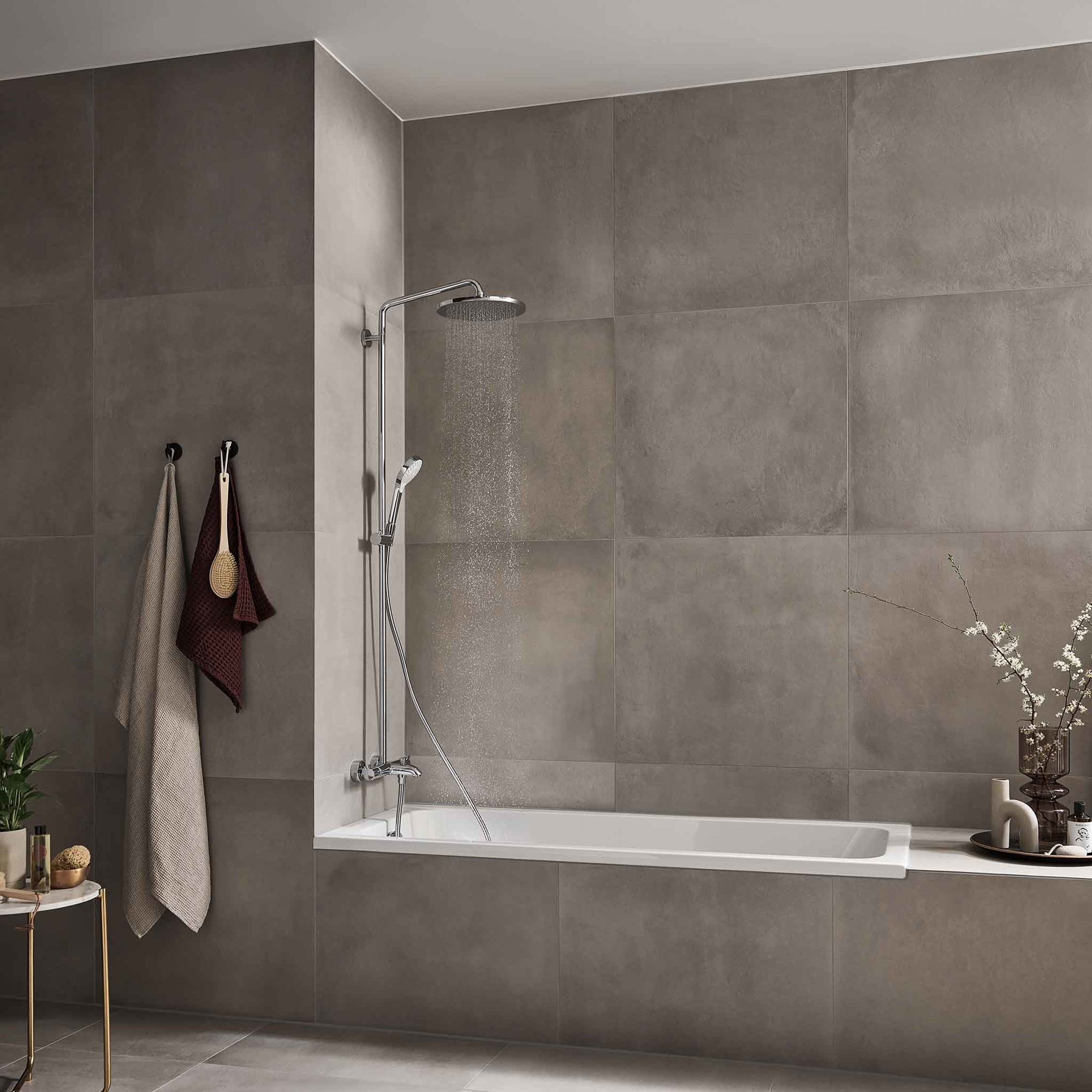 Takduschset Hansgrohe Croma Select S 280 Air 1jet Showerpipe med Badkarsblandare