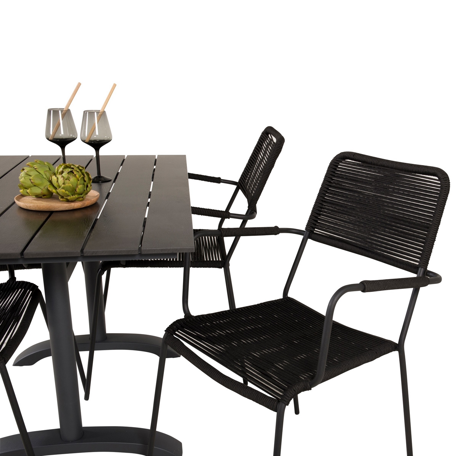 Cafégrupp Venture Home Denzel med 4 Leon Karmstolar