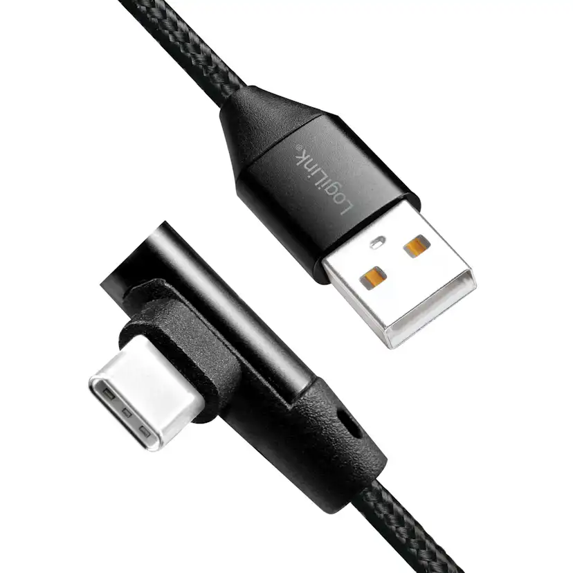 Vinklad USB-C-kabel LogiLink USB 2.0 Max 3A 1 m