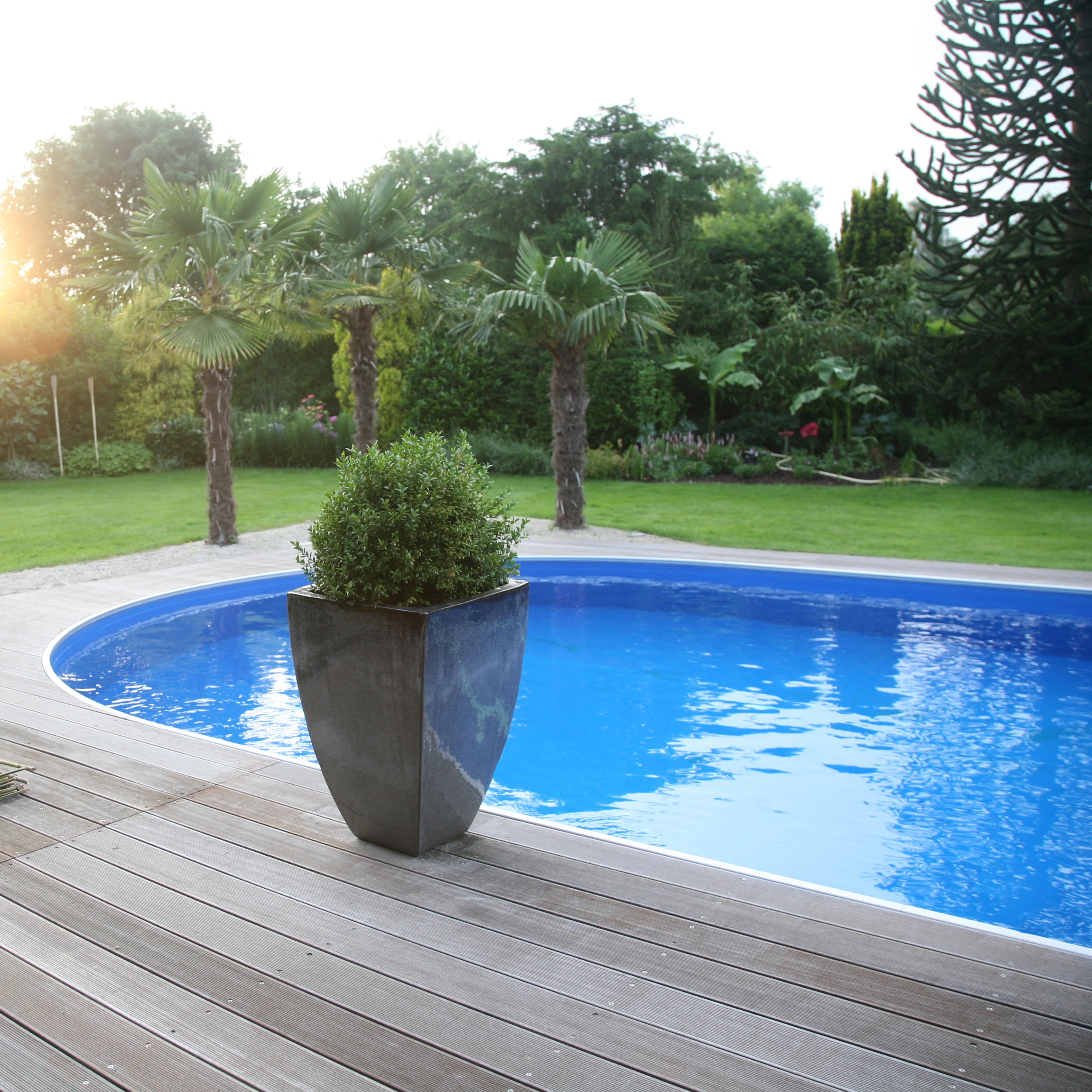 Stålväggspool Premium, oval, 8,0x4,2x1,5m, inbyggd, L:Carrar Carrara