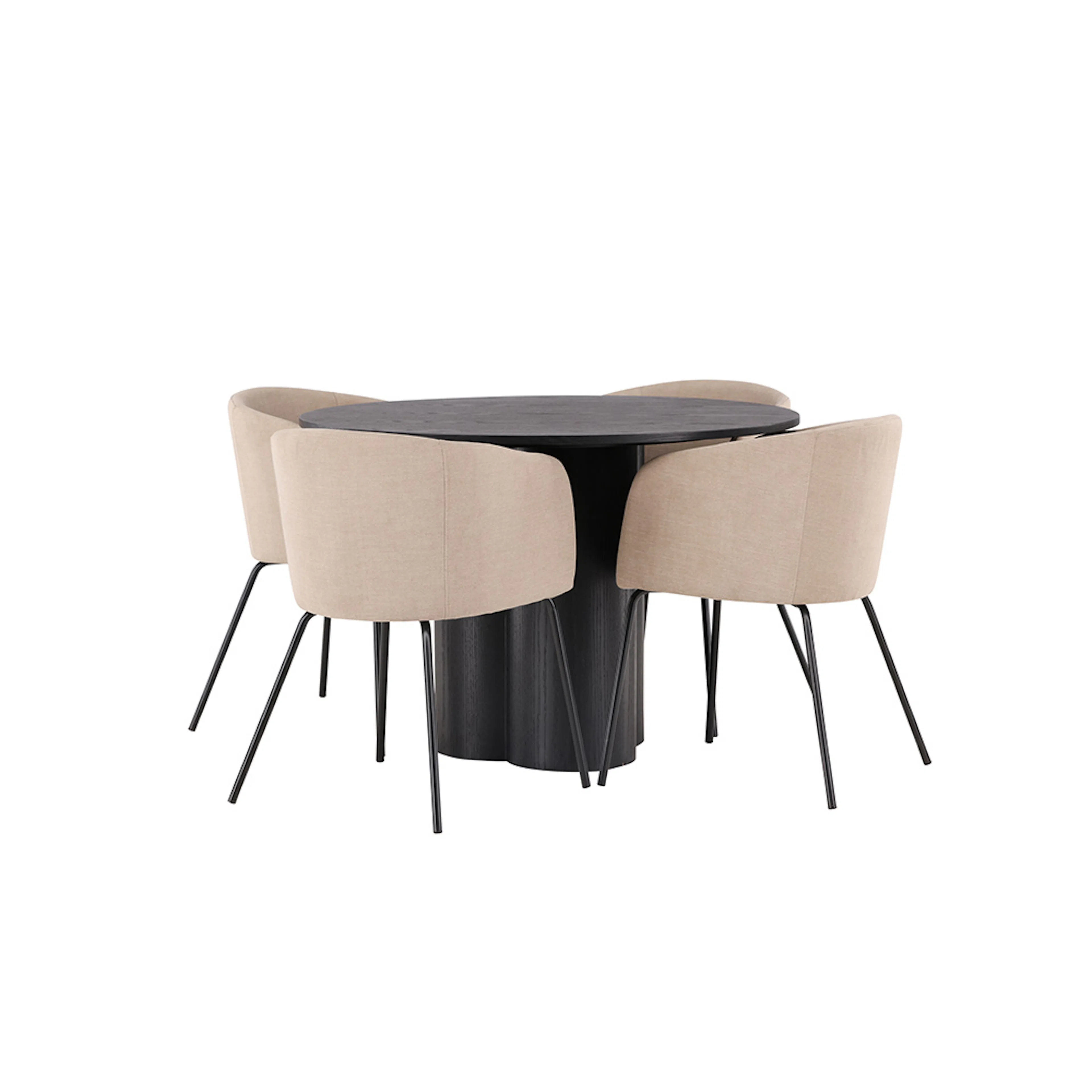 OliviaDiningTable-Black/BlackVeneer+BeritChair-Black/BeigeFa Svart/Beige