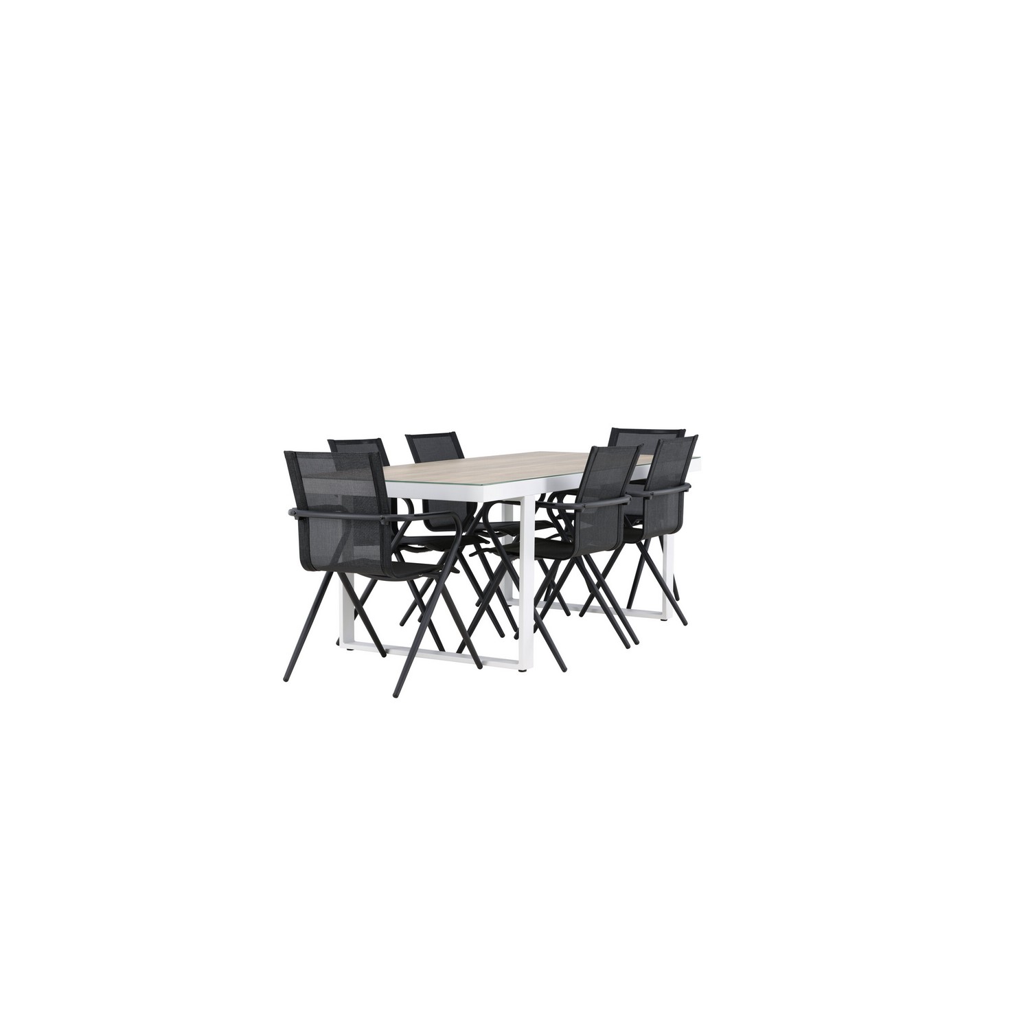 Merlo Dining Table - White/Whitewash +Alina Dining Chair - B Trädgårdsgrupp Venture Home Merlo med 6 Alina Stolar