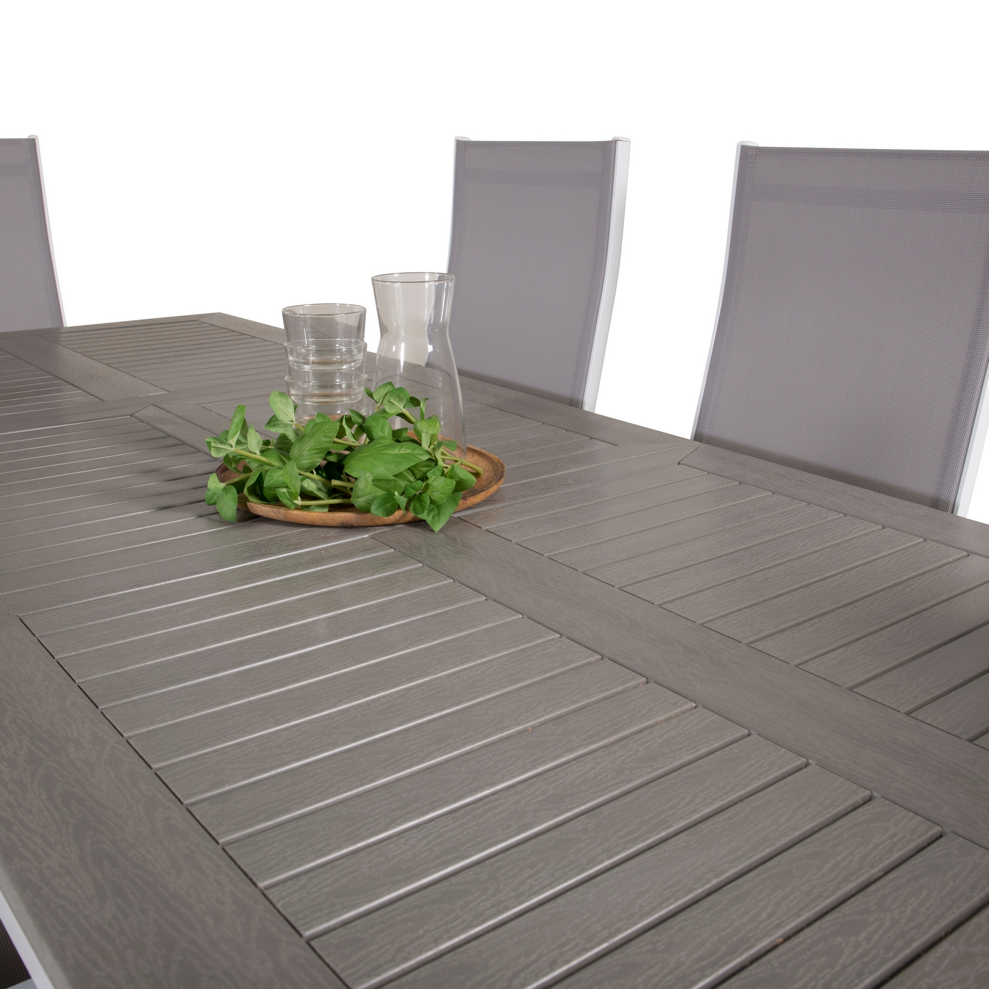 Albany Dining Table 152/210*90 - White Alu / Grey Aintwood+C Vit/Grå