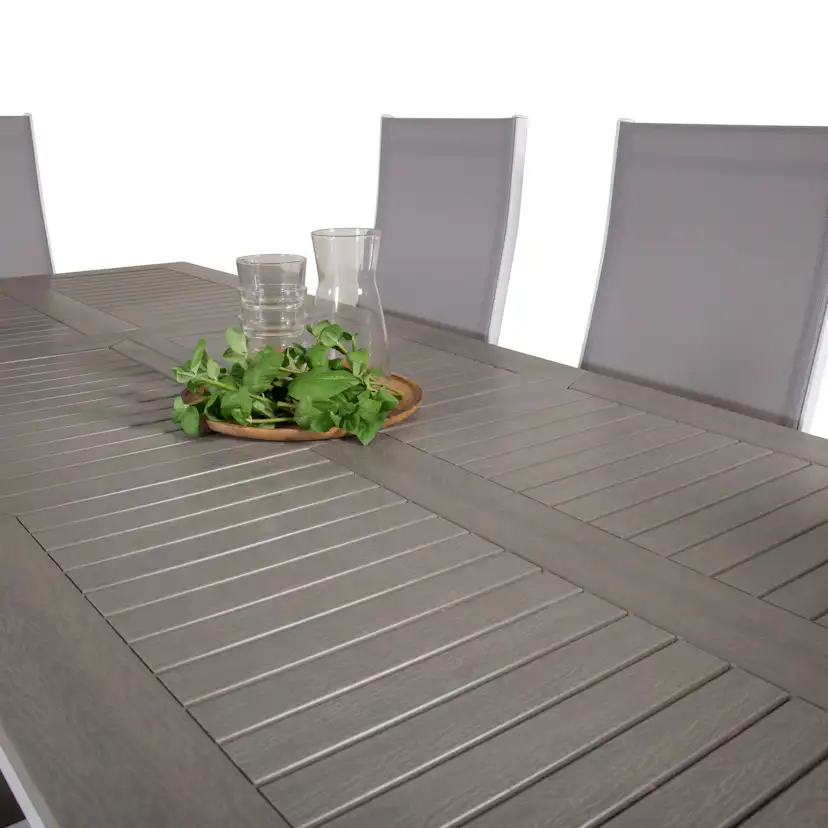 Albany Dining Table 152/210*90 - White Alu / Grey Aintwood+C Vit/Grå