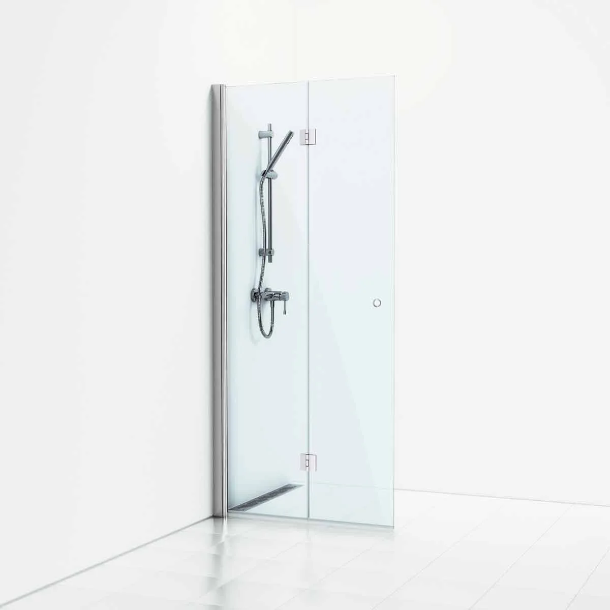 Duschvägg Skoga Vikbar 97x3x198 Alu Blank/Klarglas Intht 97x3x198, Alu Blank/Klarglas Integrerat handtag