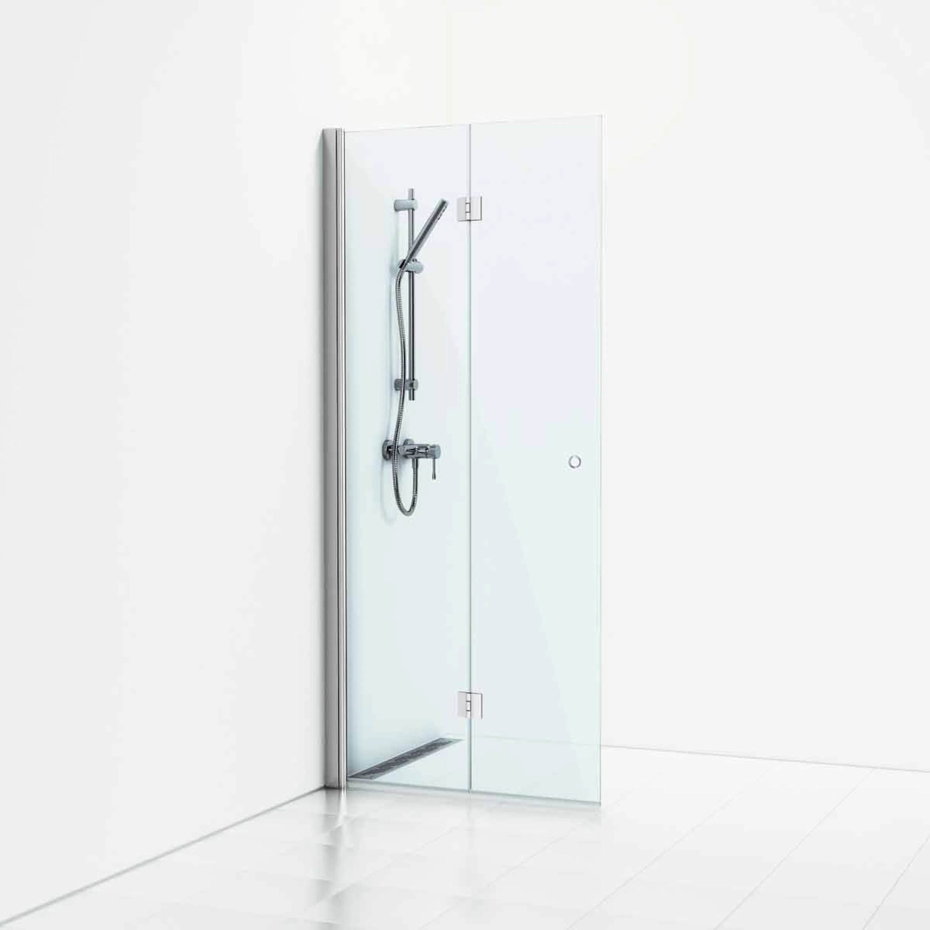 Duschvägg Skoga Vikbar 97x3x198 Alu Blank/Klarglas Intht 97x3x198, Alu Blank/Klarglas Integrerat handtag