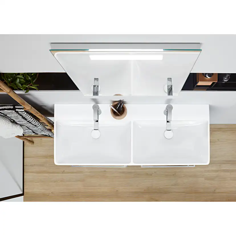Tvättställ villeroy & Boch Avento 4A23CK01 Vit Alpin, Med Bräddavlopp, för Två Trehålsblandare