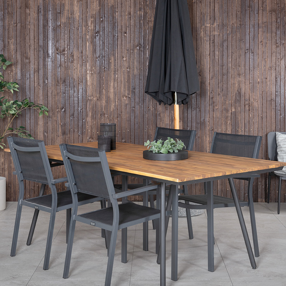 Matgrupp Venture Home Chane med 4 Curz Stapelbara Matstolar