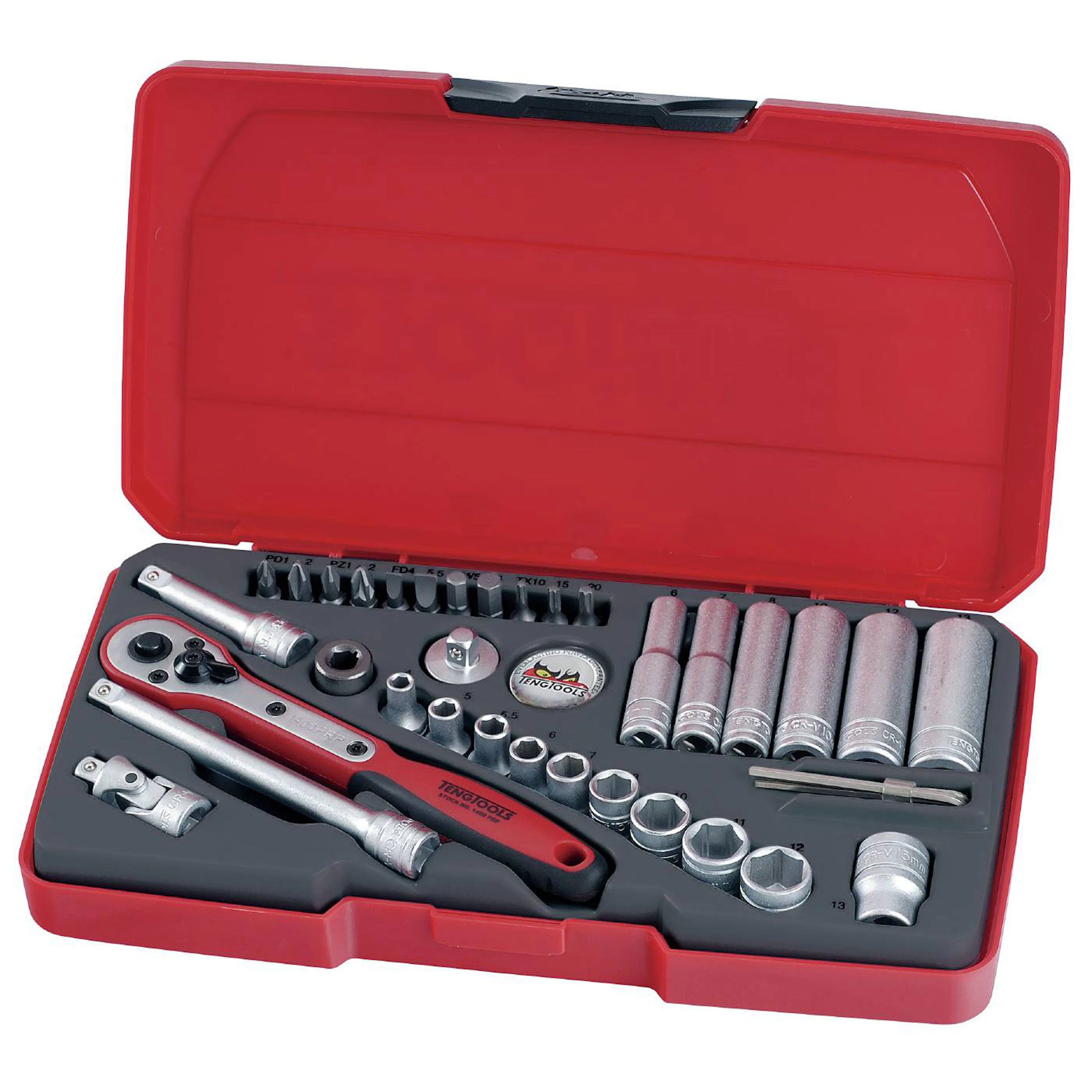 Hylsnyckelsats med 1/4 tum fyrkantsfäste Teng Tools T1436