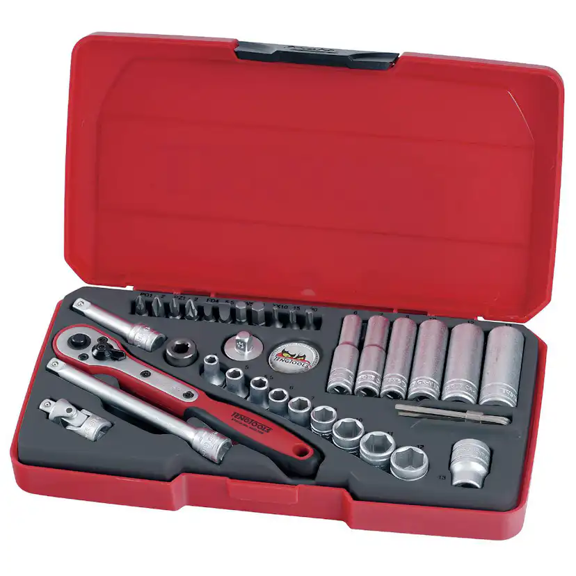 Hylsnyckelsats med 1/4 tum fyrkantsfäste Teng Tools T1436