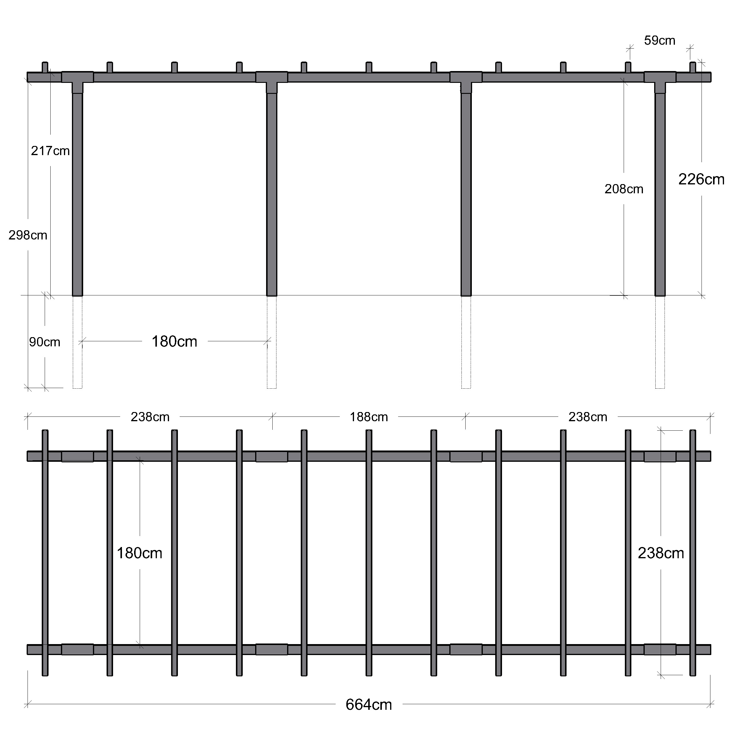 Pergola PLUS Cubic Dubbel 3 Moduler