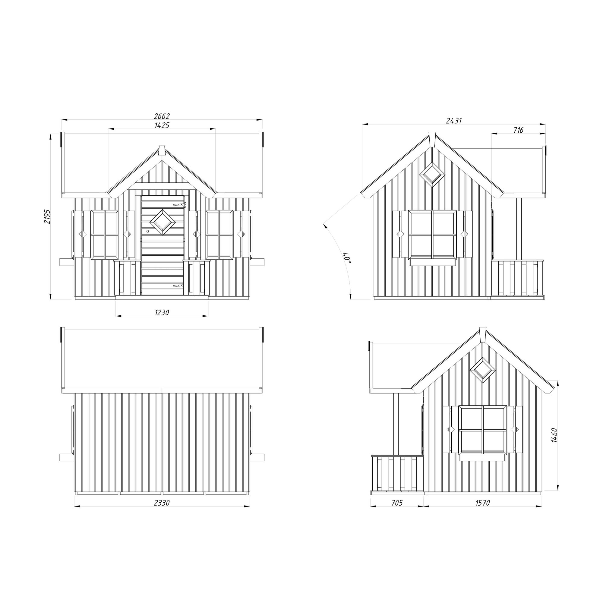Lekstuga Palmako Jennie 3,7 m² Trästuga med Altan & Sadeltak