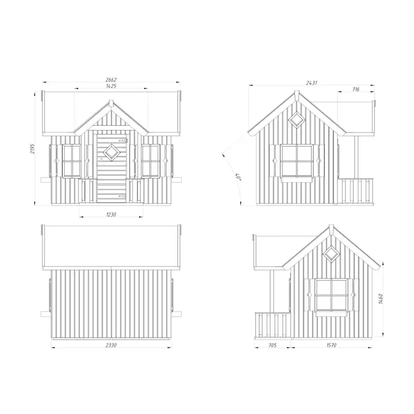 Lekstuga Palmako Jennie 3,7 m² Trästuga med Altan & Sadeltak
