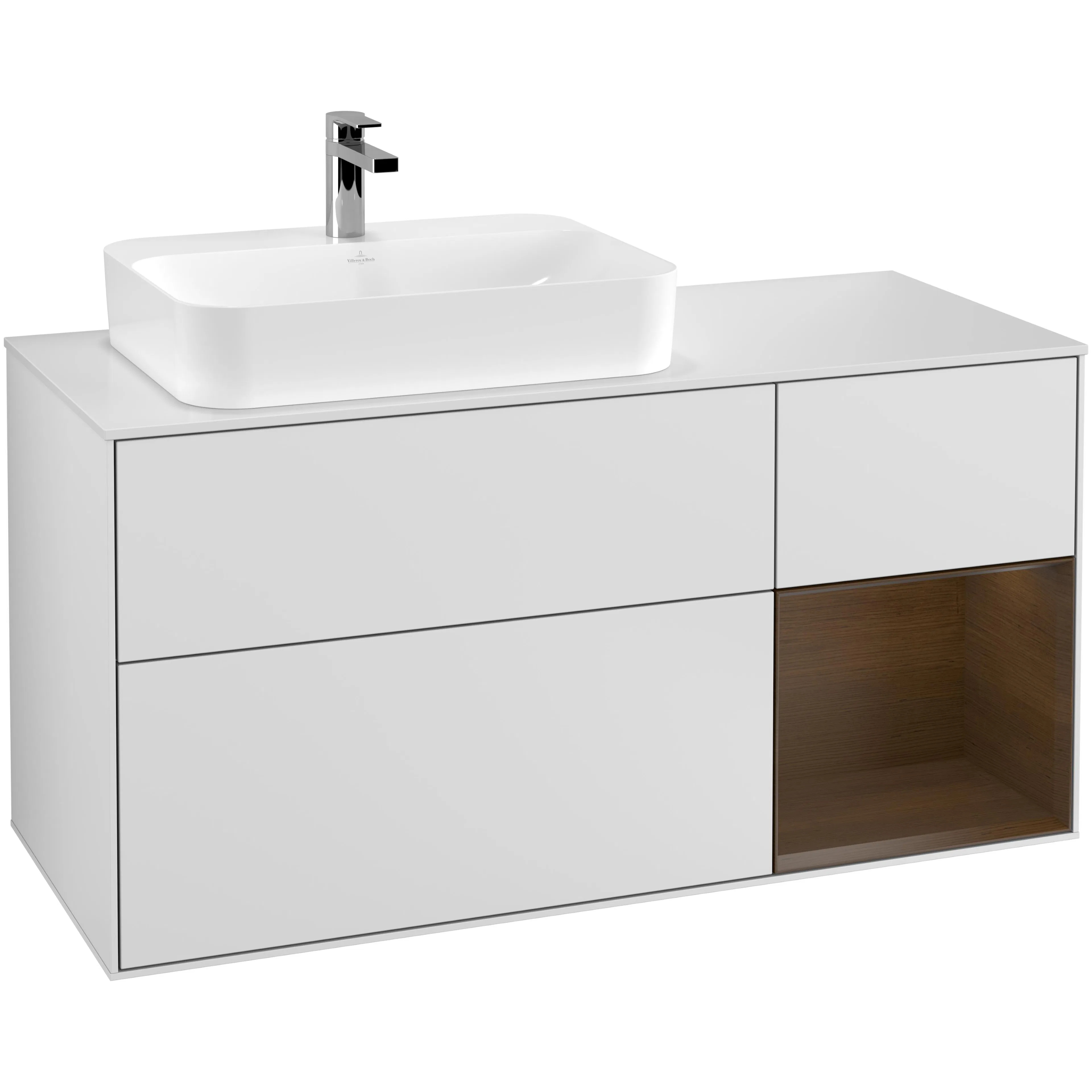 Tvättställsskåp Villeroy & Boch Finion med 3 Lådor Hylla och Bänkskiva för Ocentrerat Ytmonterat Tvättställ