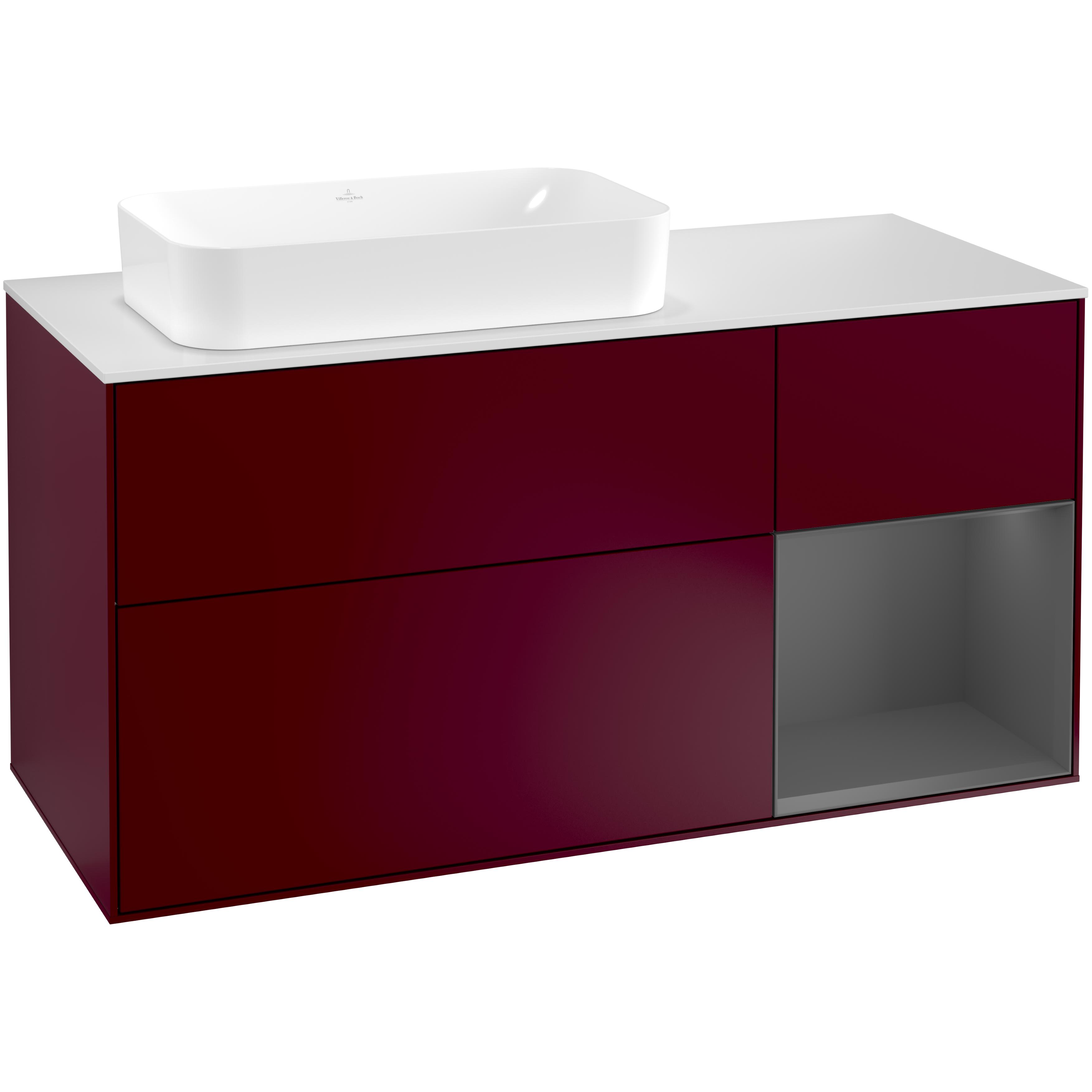 Tvättställsskåp Villeroy & Boch Finion med 3 Lådor Hylla och Bänkskiva för Ocentrerat Fristående Tvättställ