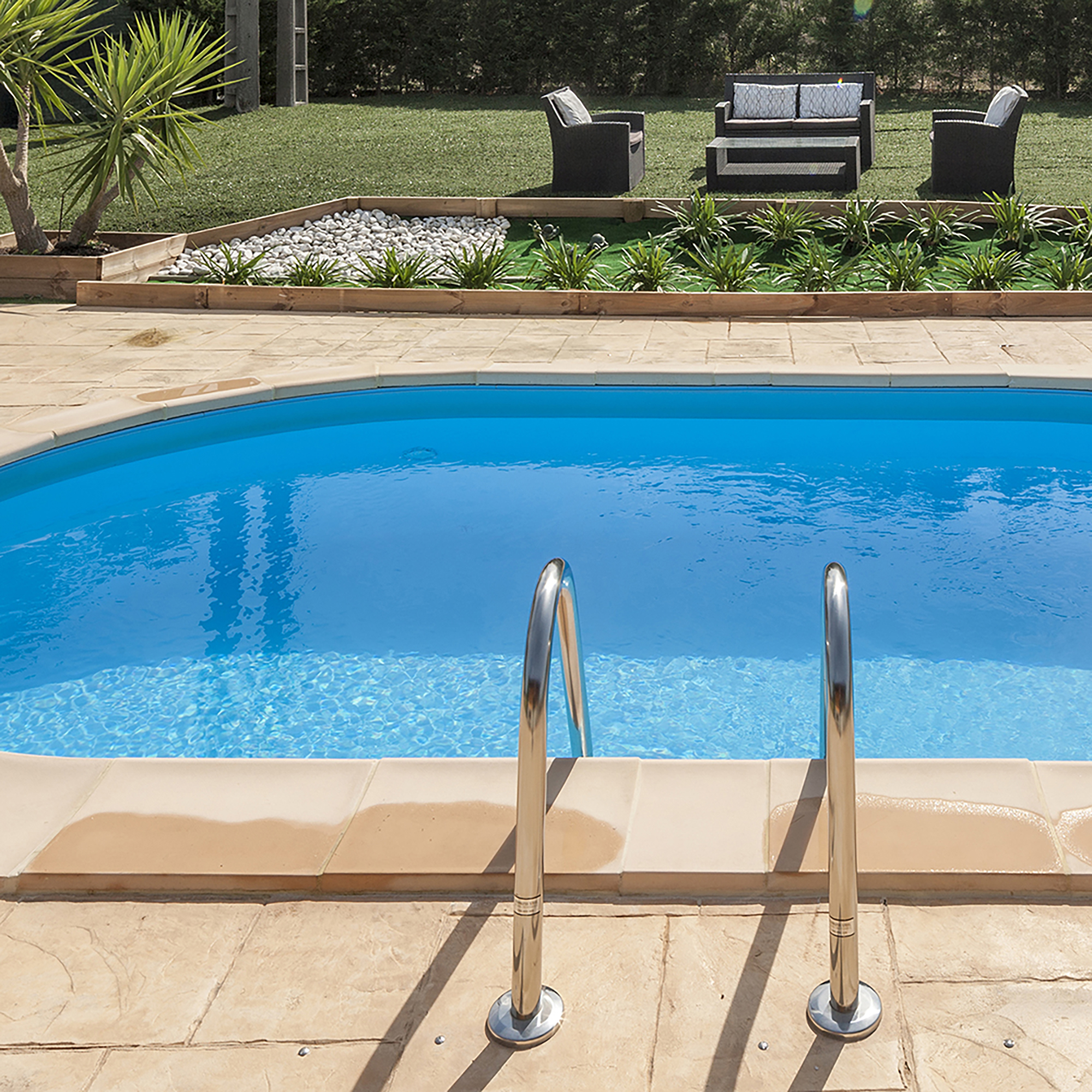 Inground Pool Oval 600 x 320 x 150 cm Mått: 6,0 x 3,2 m, Djup: 1,50 m