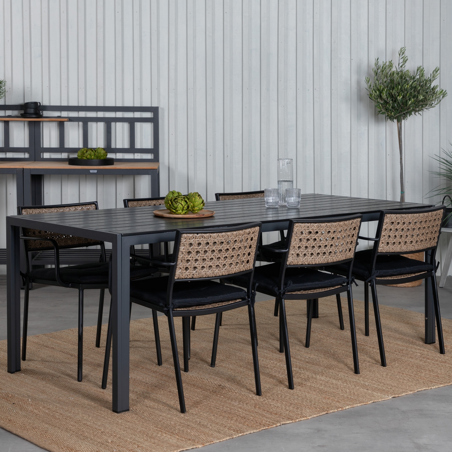 Matgrupp Utomhus Venture Home Bront med 6 Peoria Trädgårdsstolar