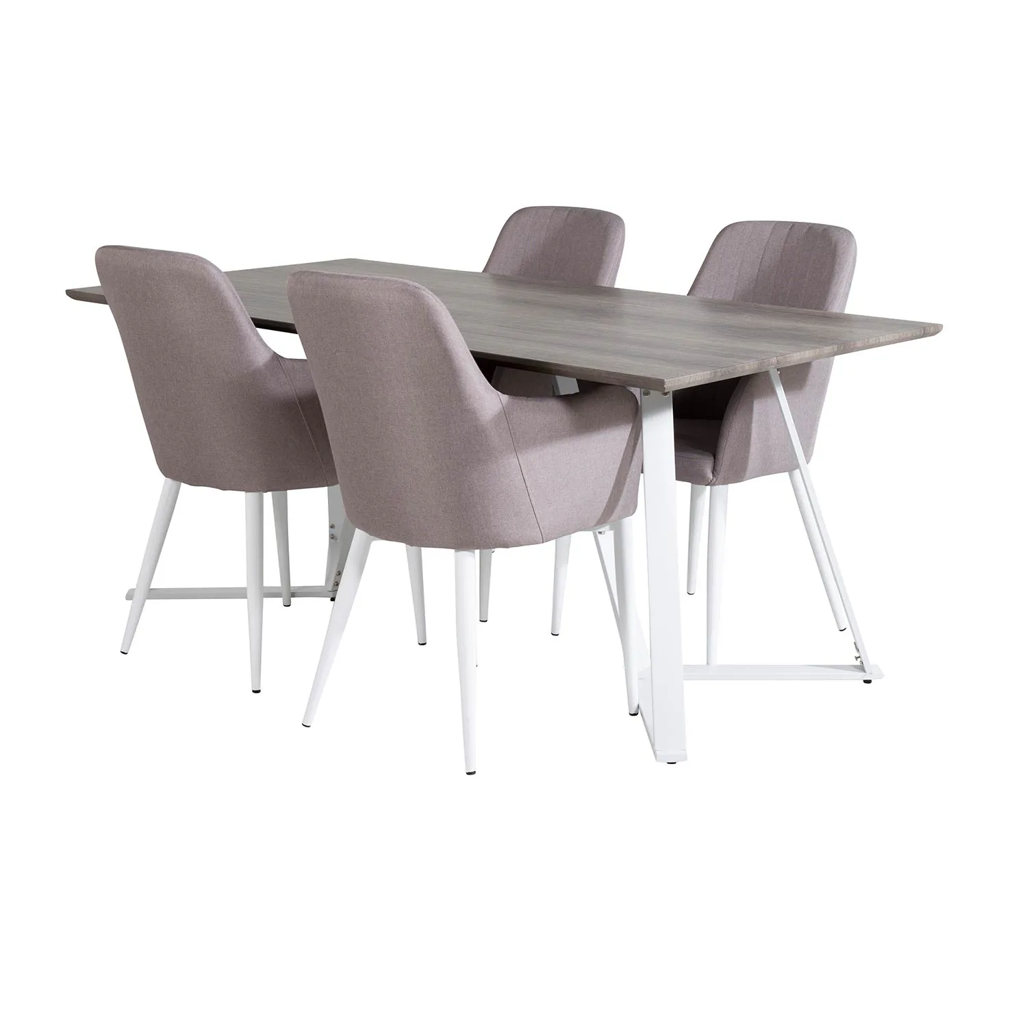 Marina Table -grå"oak"/Comfort Chair -grå/ White_4 Grå/Vit/Grå