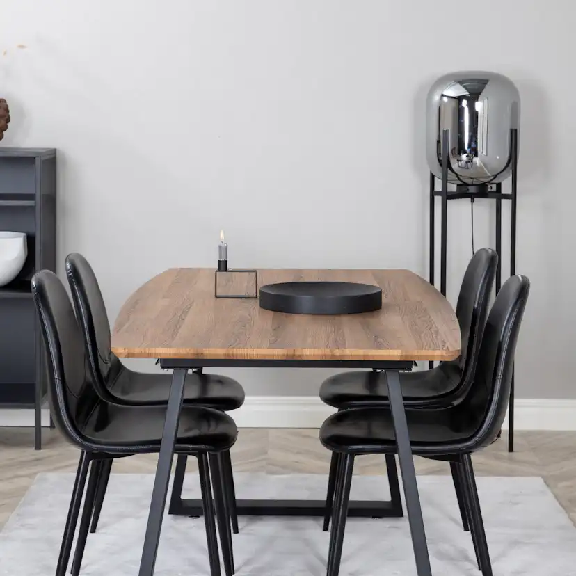 Matgrupp Venture Home Ina med 4 Pobbie Stolar Konstläder Svart