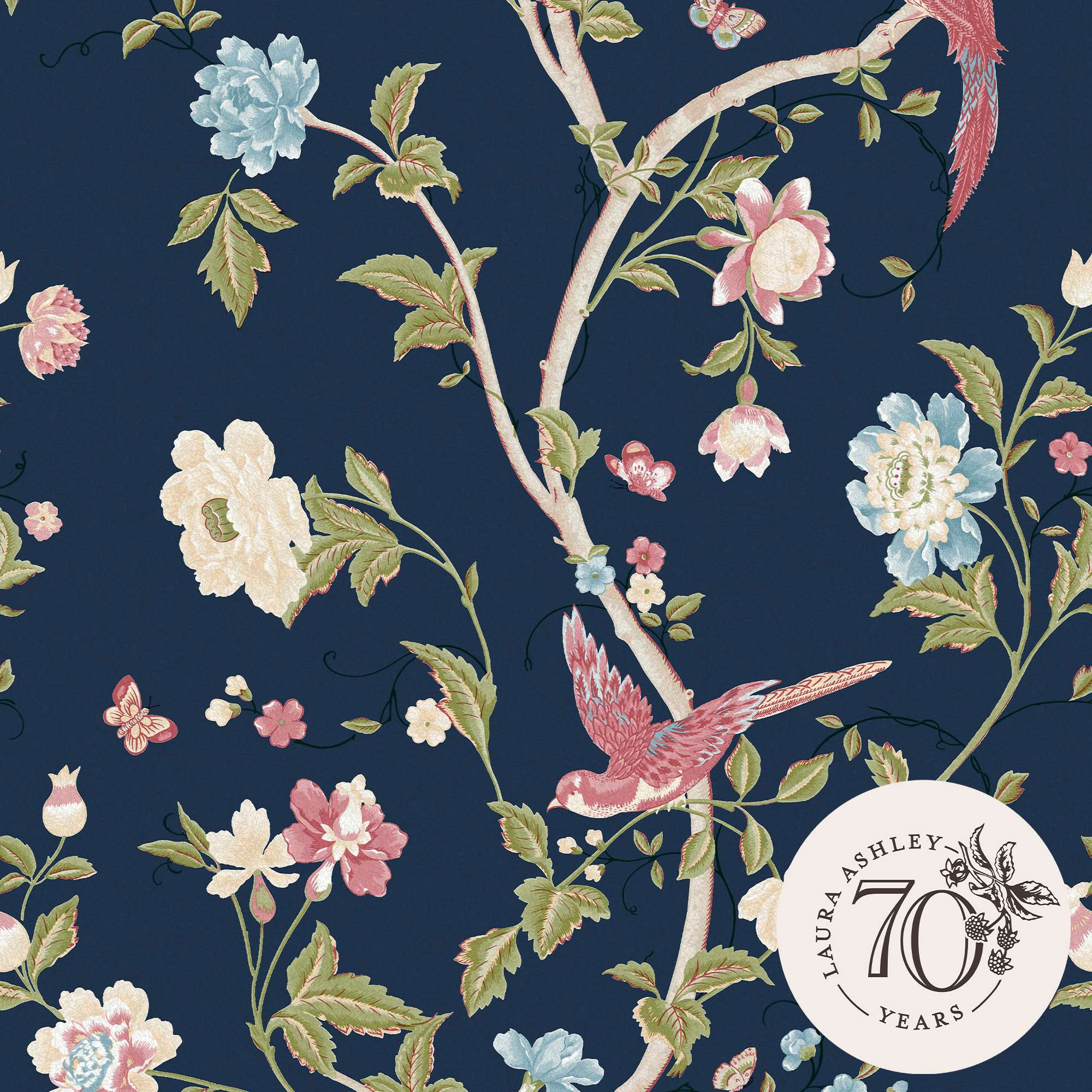 Tapet Laura Ashley Summer Palace Midnight Blå 120134