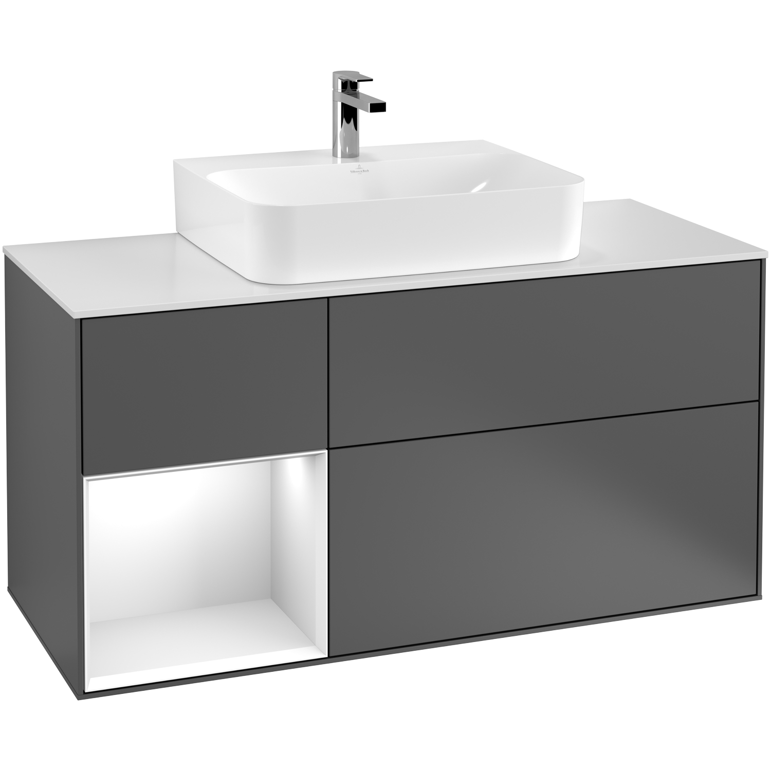 Tvättställsskåp Villeroy & Boch Finion med 3 Lådor Hylla och Bänkskiva för Centrerat Tvättställ