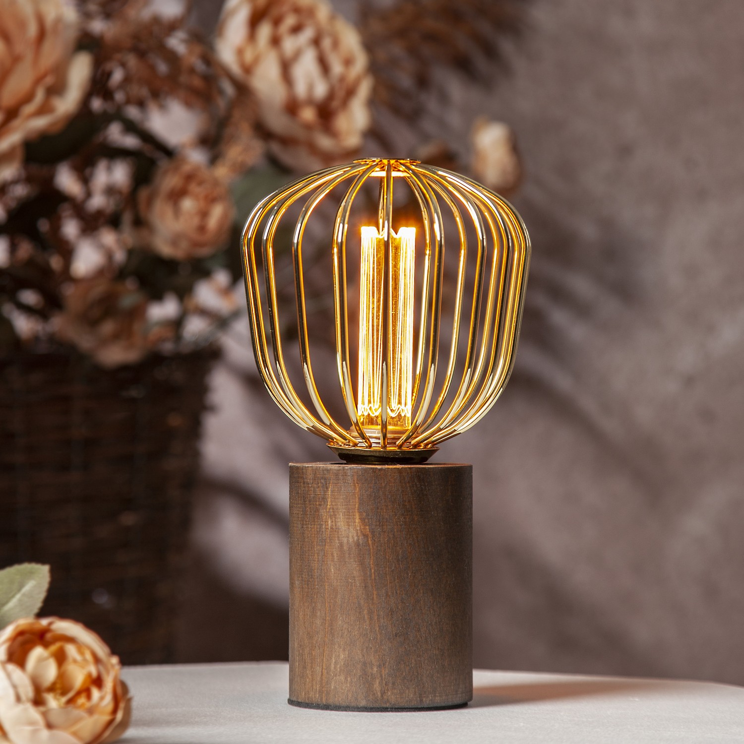 LED-lampa Star Trading E27 G125 Basket Gold