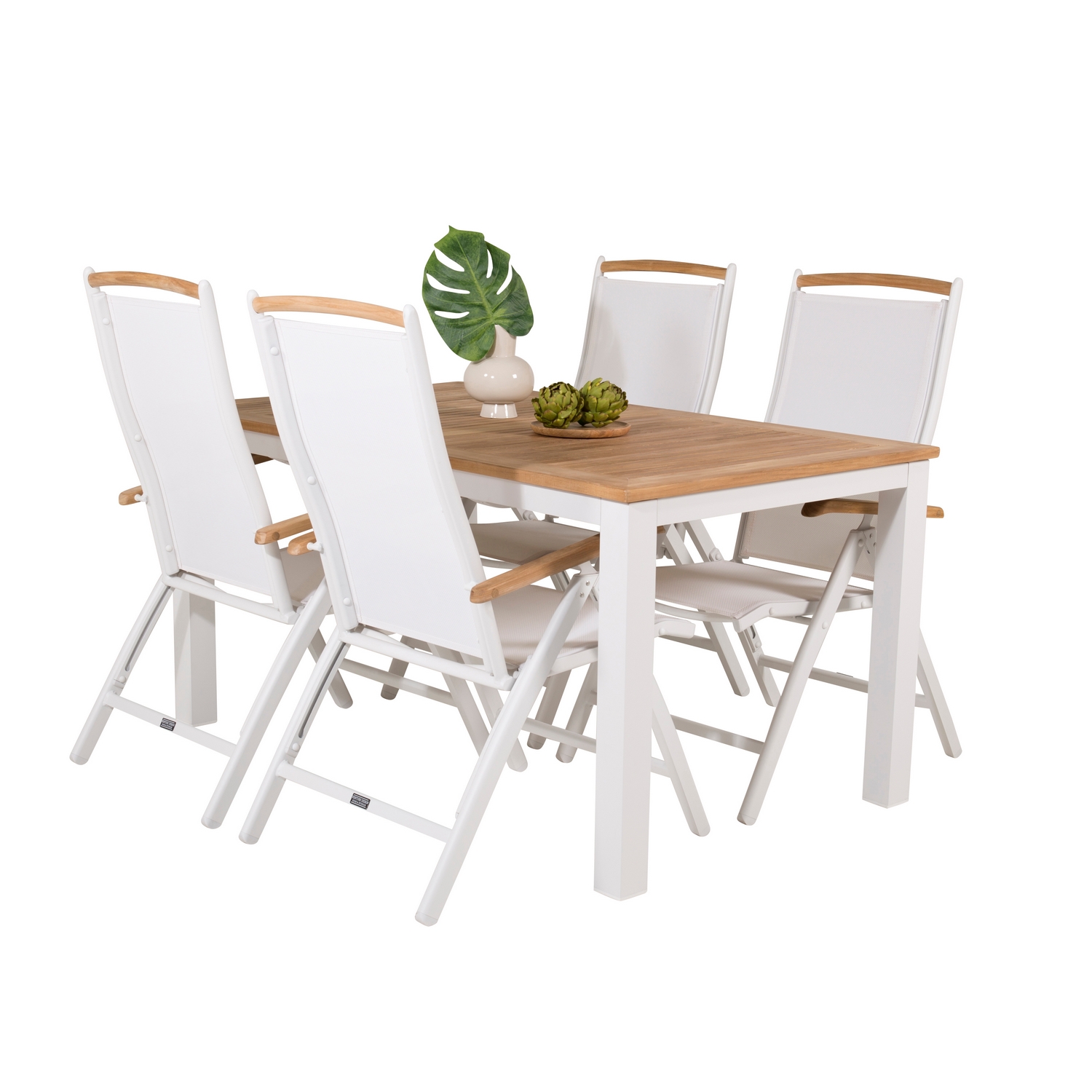 Panama Dining Table 152/210*90 - White Alu / Teak+Panama Cha Blanka Ben