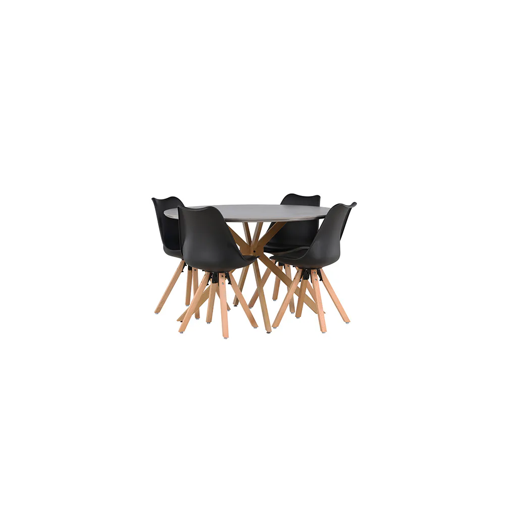 Matgrupp Venture Home Piazza Ø120 cm med 4 st Zeno stolar