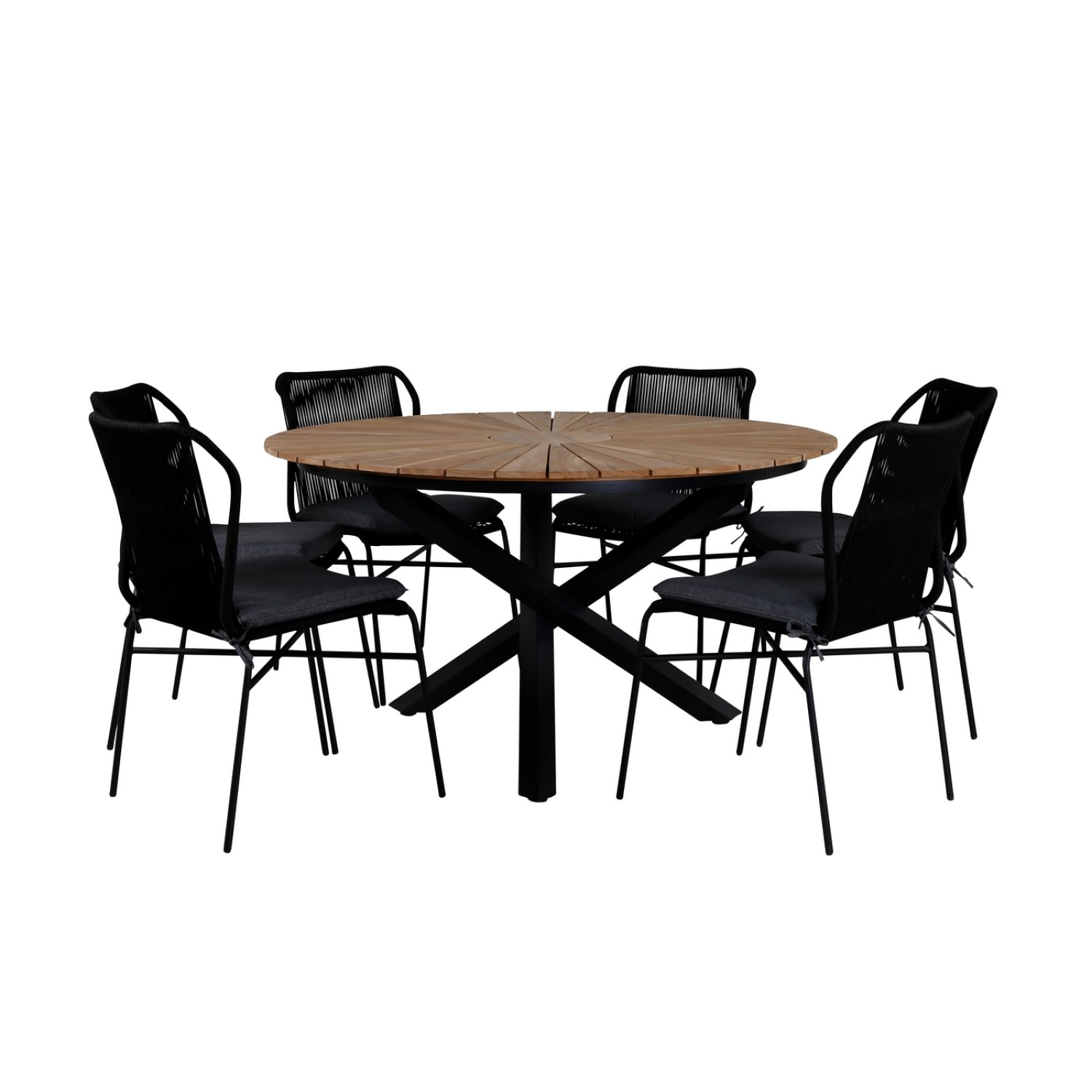 Matgrupp Venture Home Meya med 6 Jefferson Stapelbara Matstolar