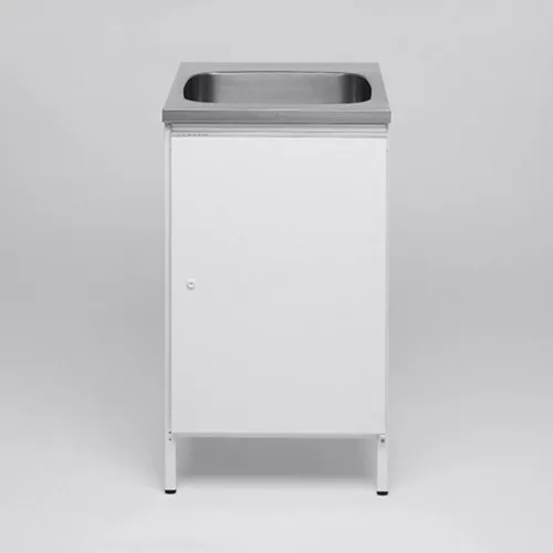 Tvättbänk Contura Steel CAB 5 Bänkskåp för Tvättstuga med Låsbar Dörr Vit